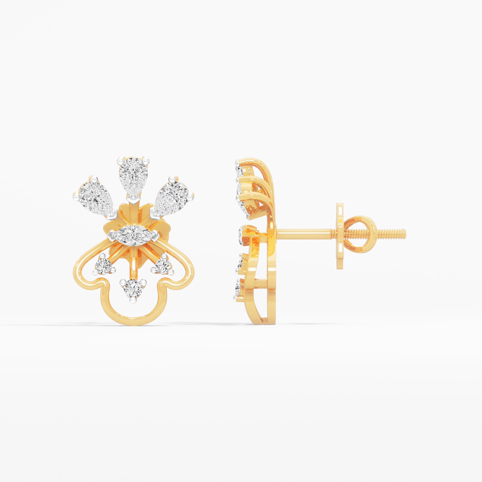 Celestial Spray Stud Earrings in 9KT Yellow Gold (Diamond Quality: FG-VVS VS)