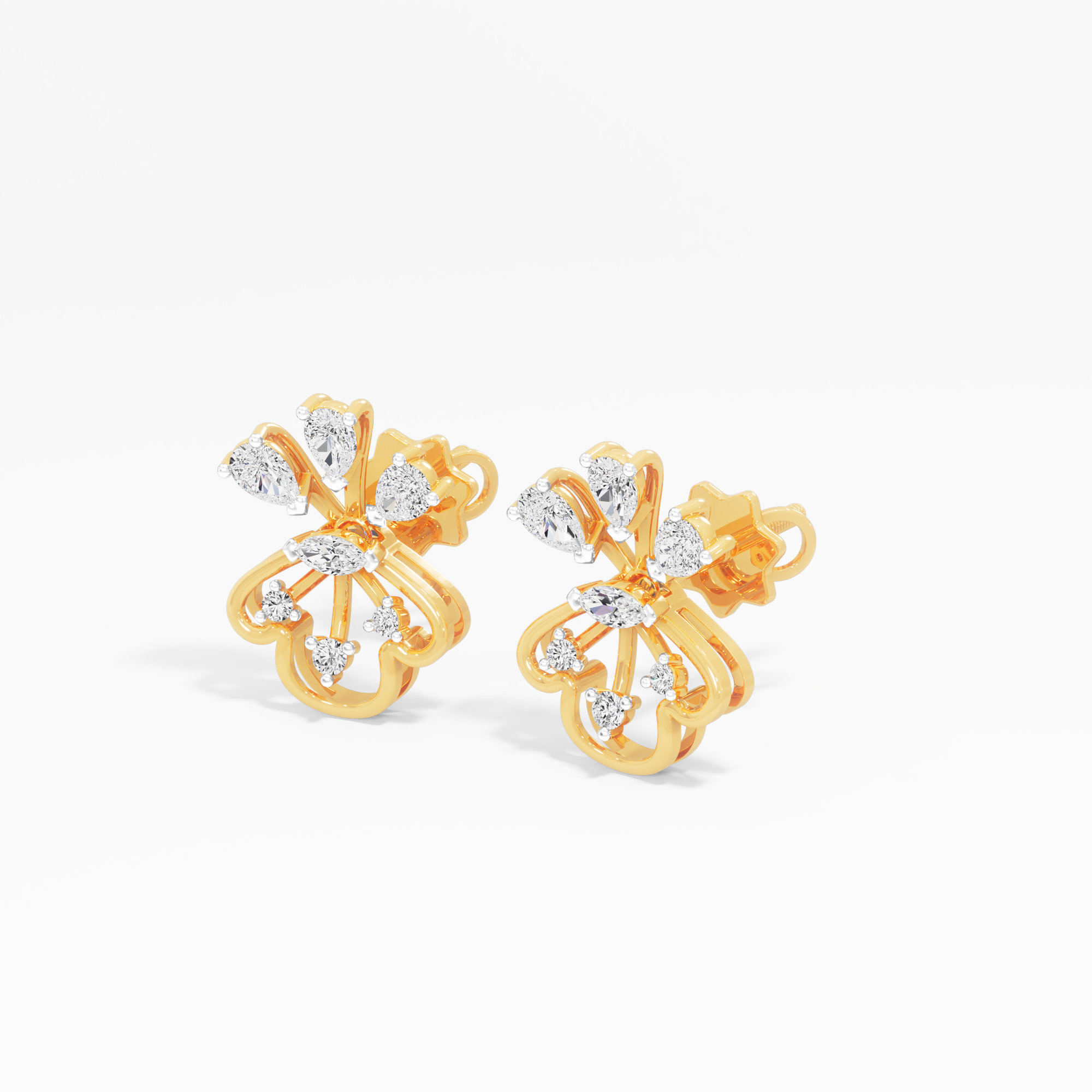 Celestial Spray Stud Earrings in 9KT Yellow Gold (Diamond Quality: FG-VVS VS)