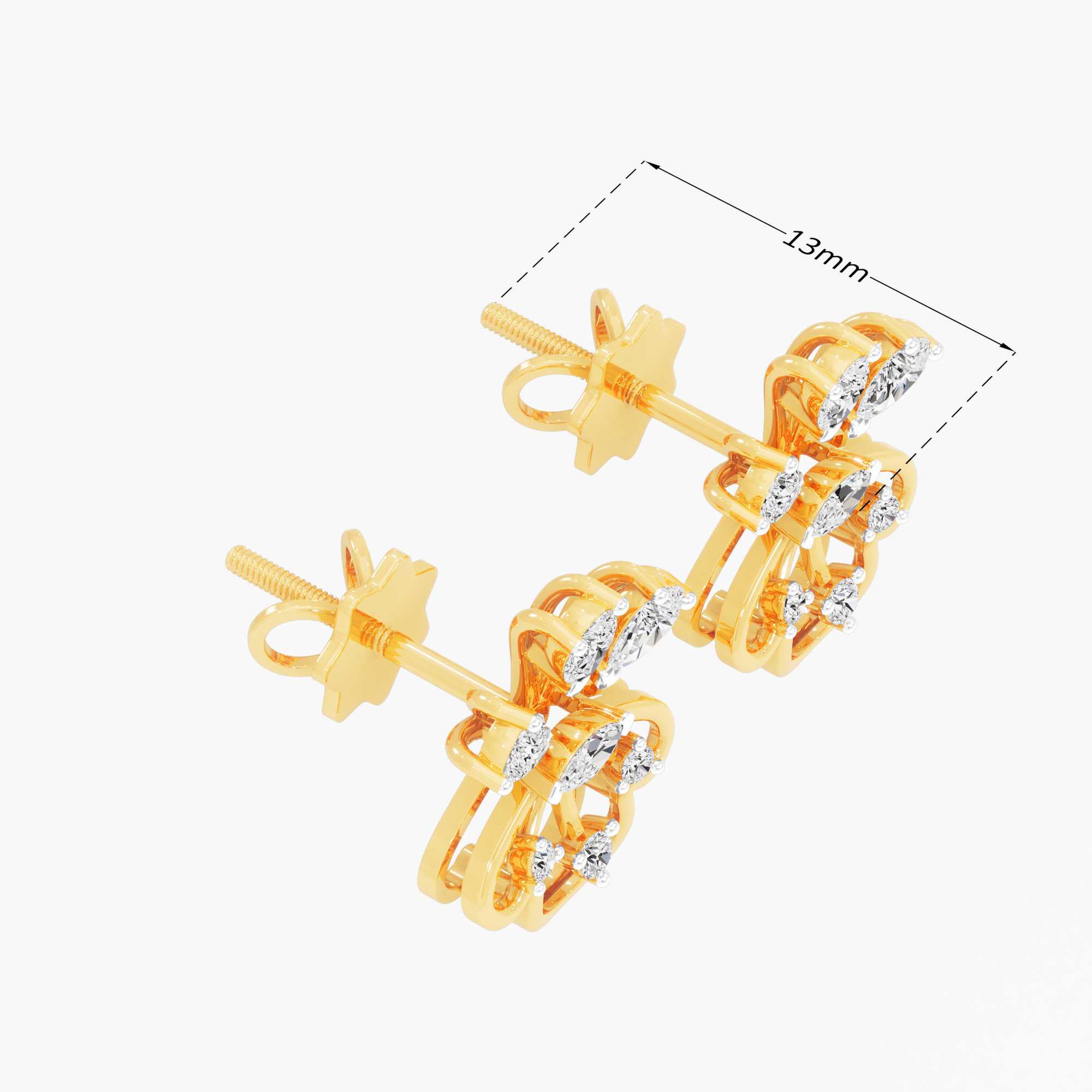 Celestial Spray Stud Earrings in 9KT Yellow Gold (Diamond Quality: FG-VVS VS)