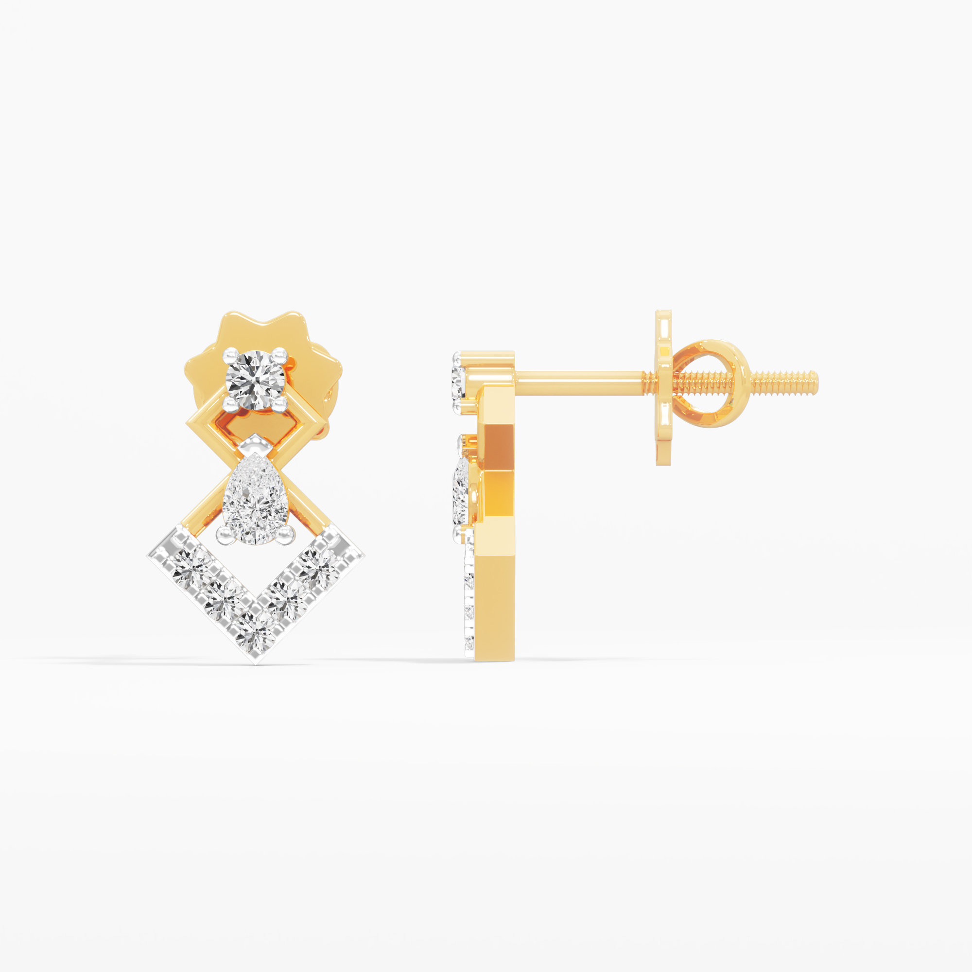 Infinite Vista Stud Earrings in 9KT Yellow Gold (Diamond Quality: FG-VVS VS)