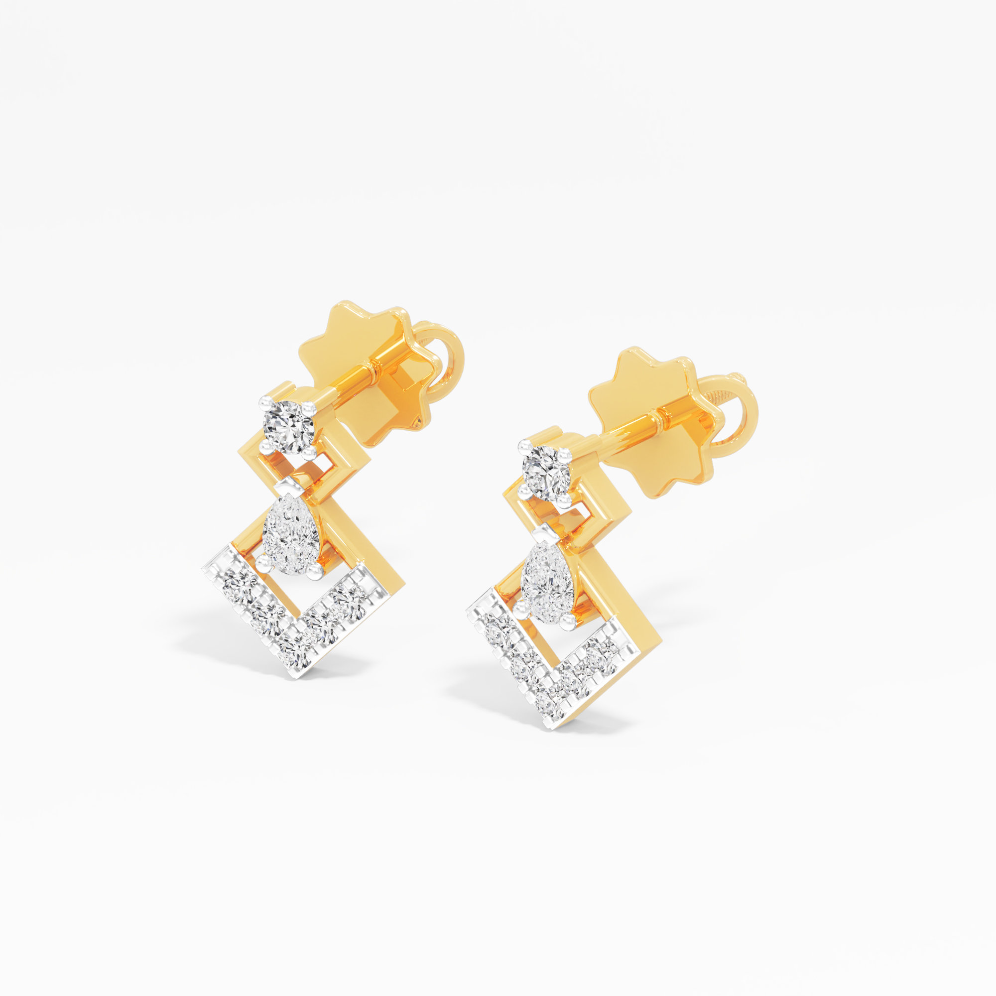 Infinite Vista Stud Earrings in 9KT Yellow Gold (Diamond Quality: FG-VVS VS)