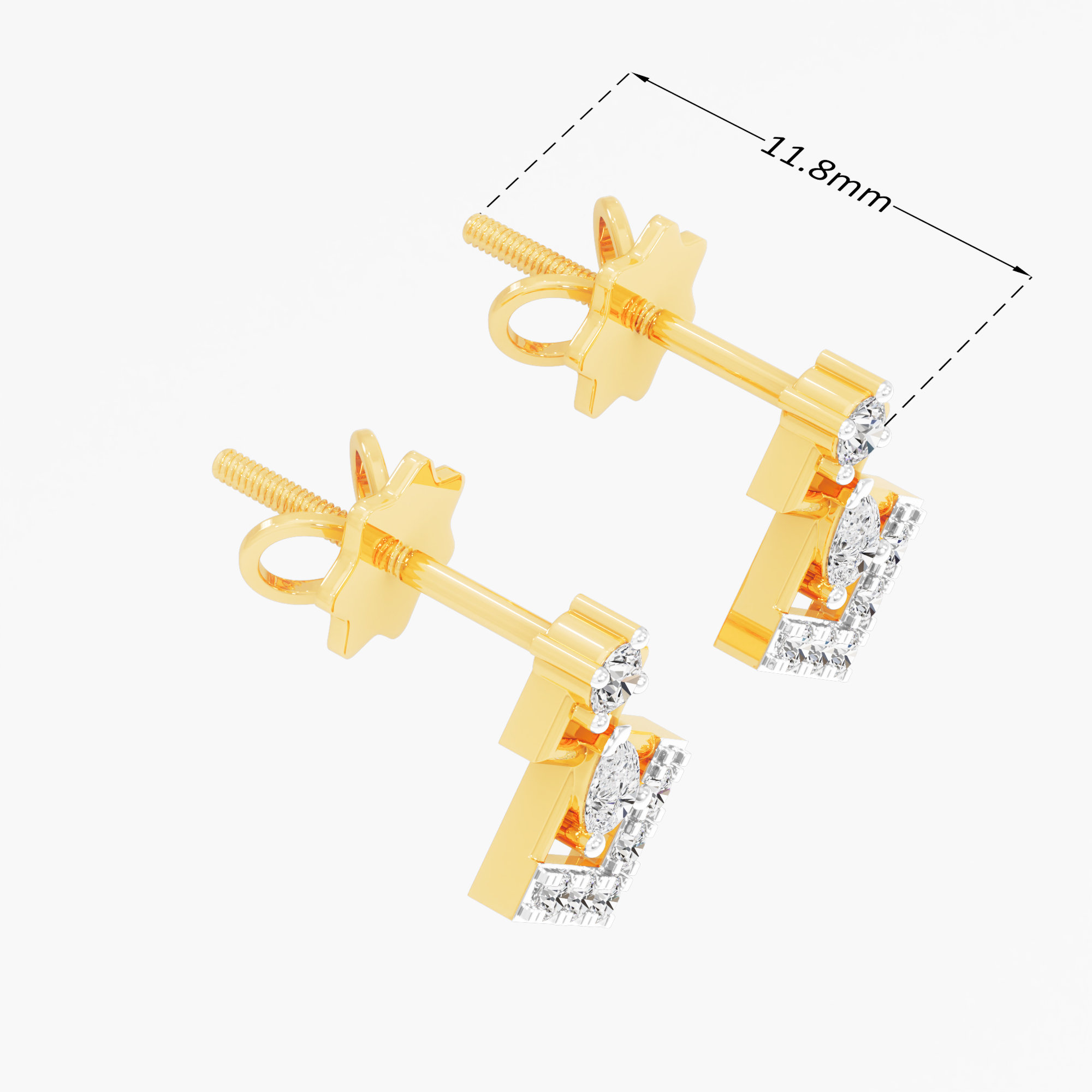 Infinite Vista Stud Earrings in 9KT Yellow Gold (Diamond Quality: FG-VVS VS)