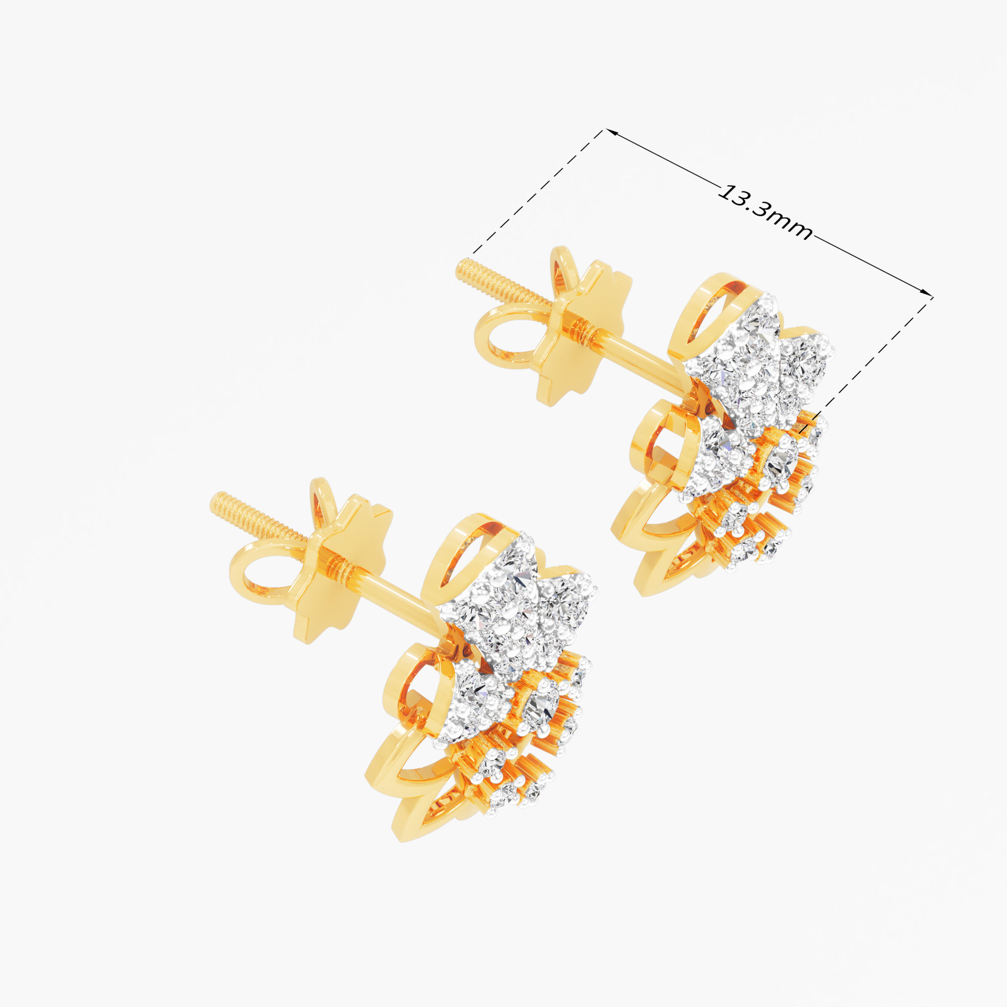 Lotus Cluster Stud Earrings in 9KT Yellow Gold (Diamond Quality: EF-VVS VS)