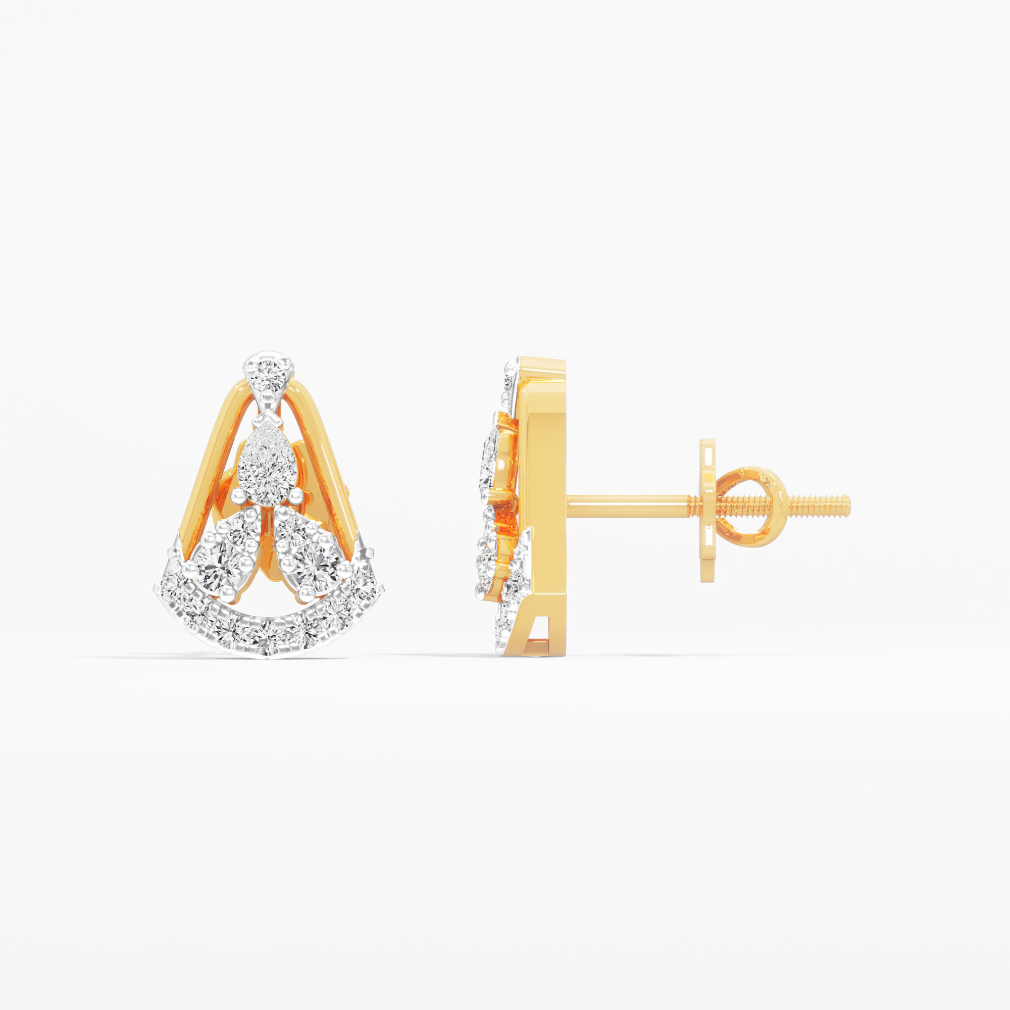 Flourish Pear Stud Earrings in 9KT Yellow Gold (Diamond Quality: EF-VVS VS)