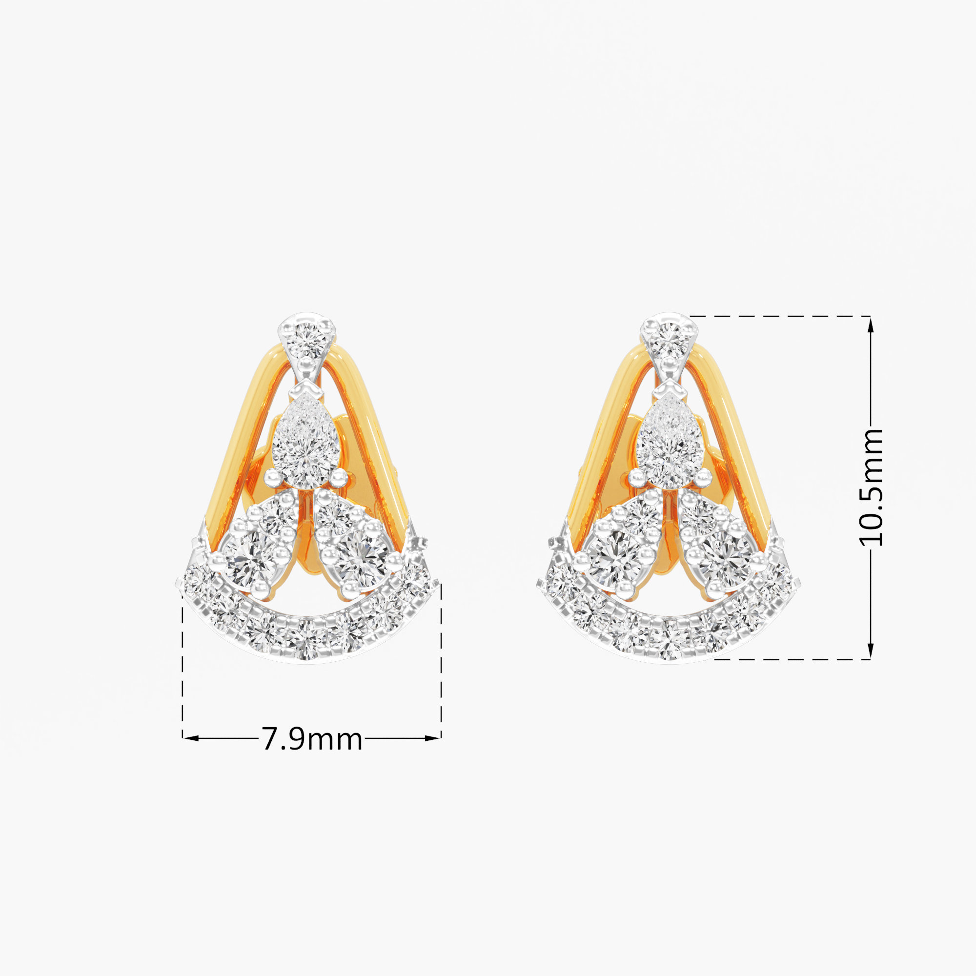 Flourish Pear Stud Earrings in 9KT Yellow Gold (Diamond Quality: EF-VVS VS)