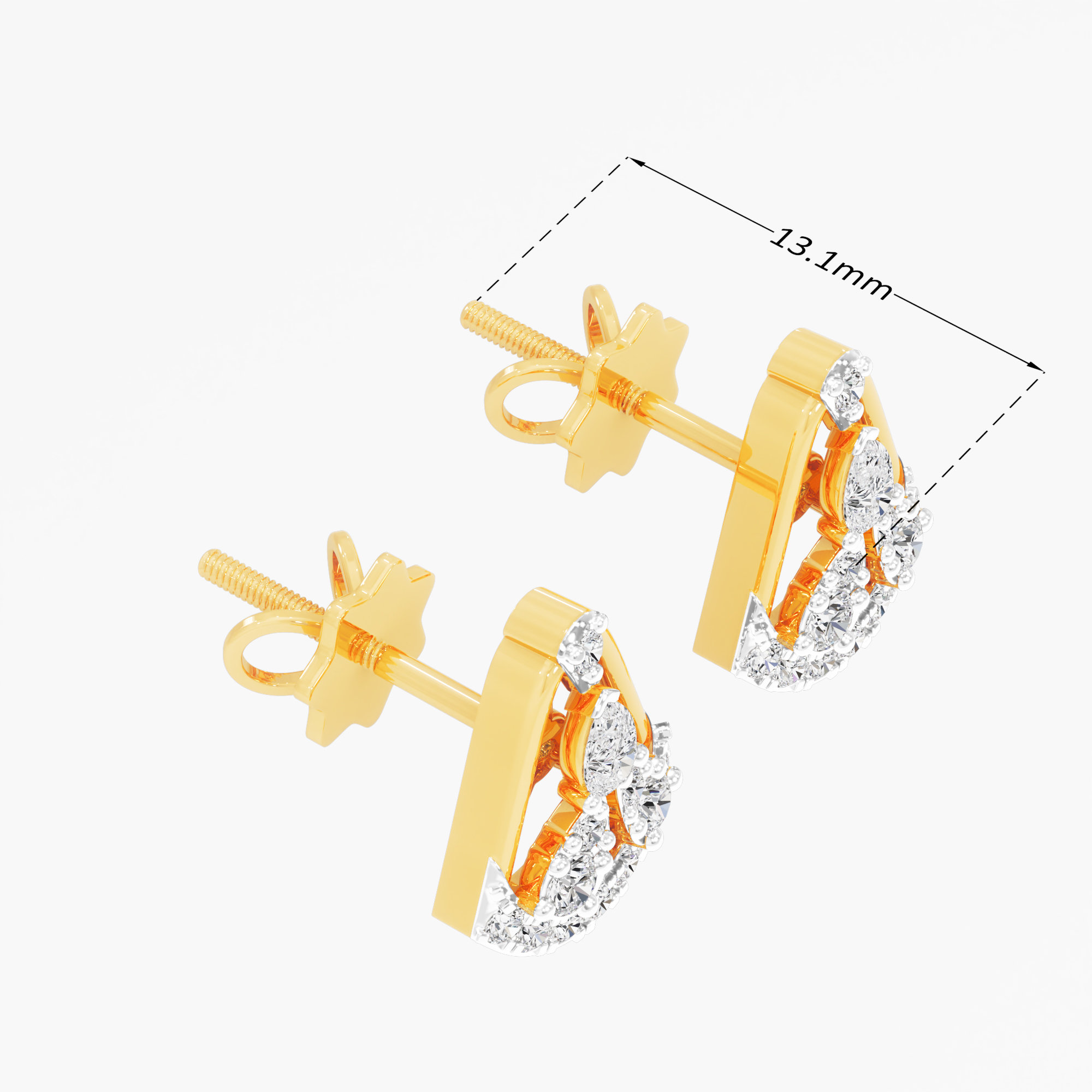 Flourish Pear Stud Earrings in 9KT Yellow Gold (Diamond Quality: EF-VVS VS)