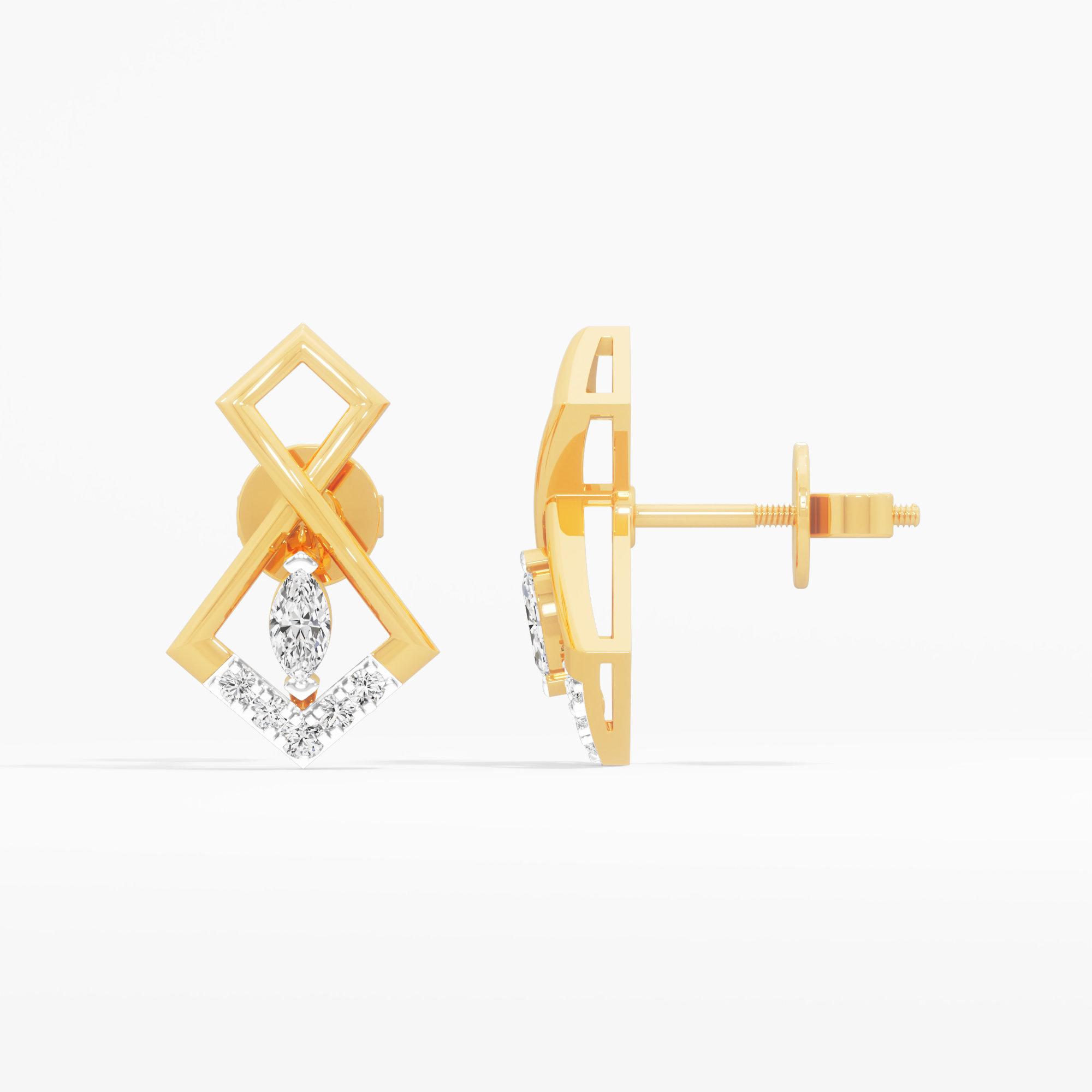 Solstice Apex Stud Earrings in 9KT Yellow Gold (Diamond Quality: FG-VVS VS)