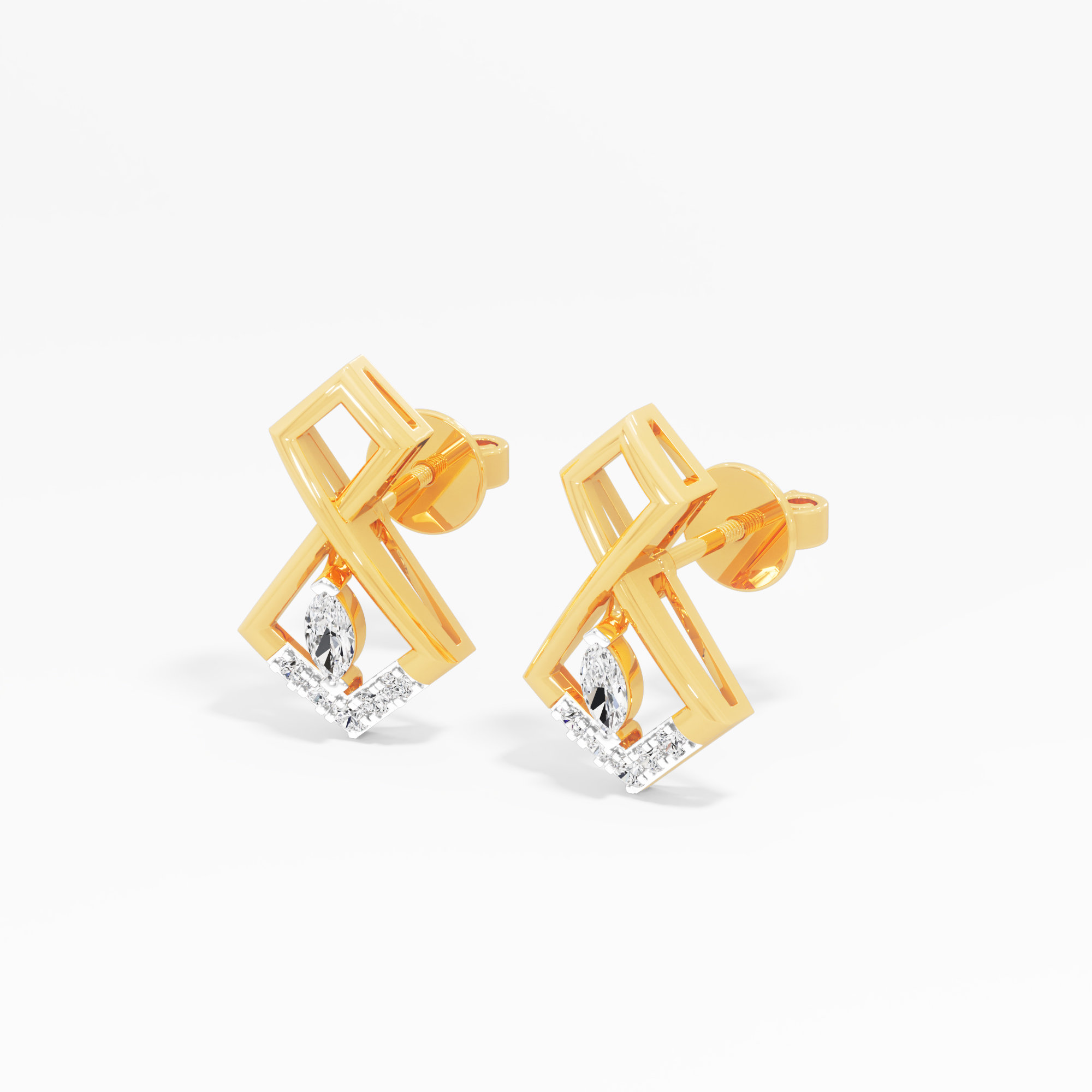 Solstice Apex Stud Earrings in 9KT Yellow Gold (Diamond Quality: FG-VVS VS)