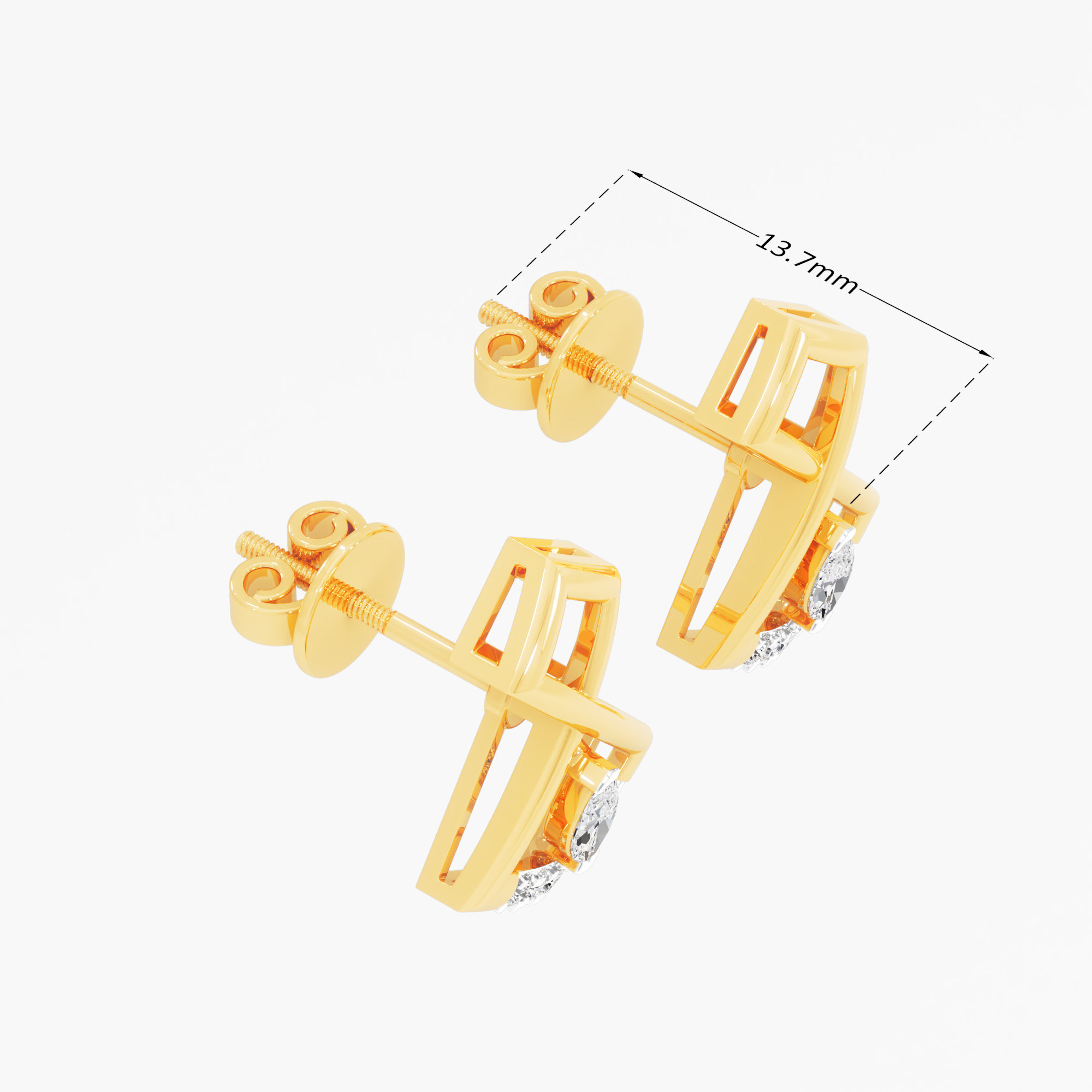 Solstice Apex Stud Earrings in 9KT Yellow Gold (Diamond Quality: FG-VVS VS)