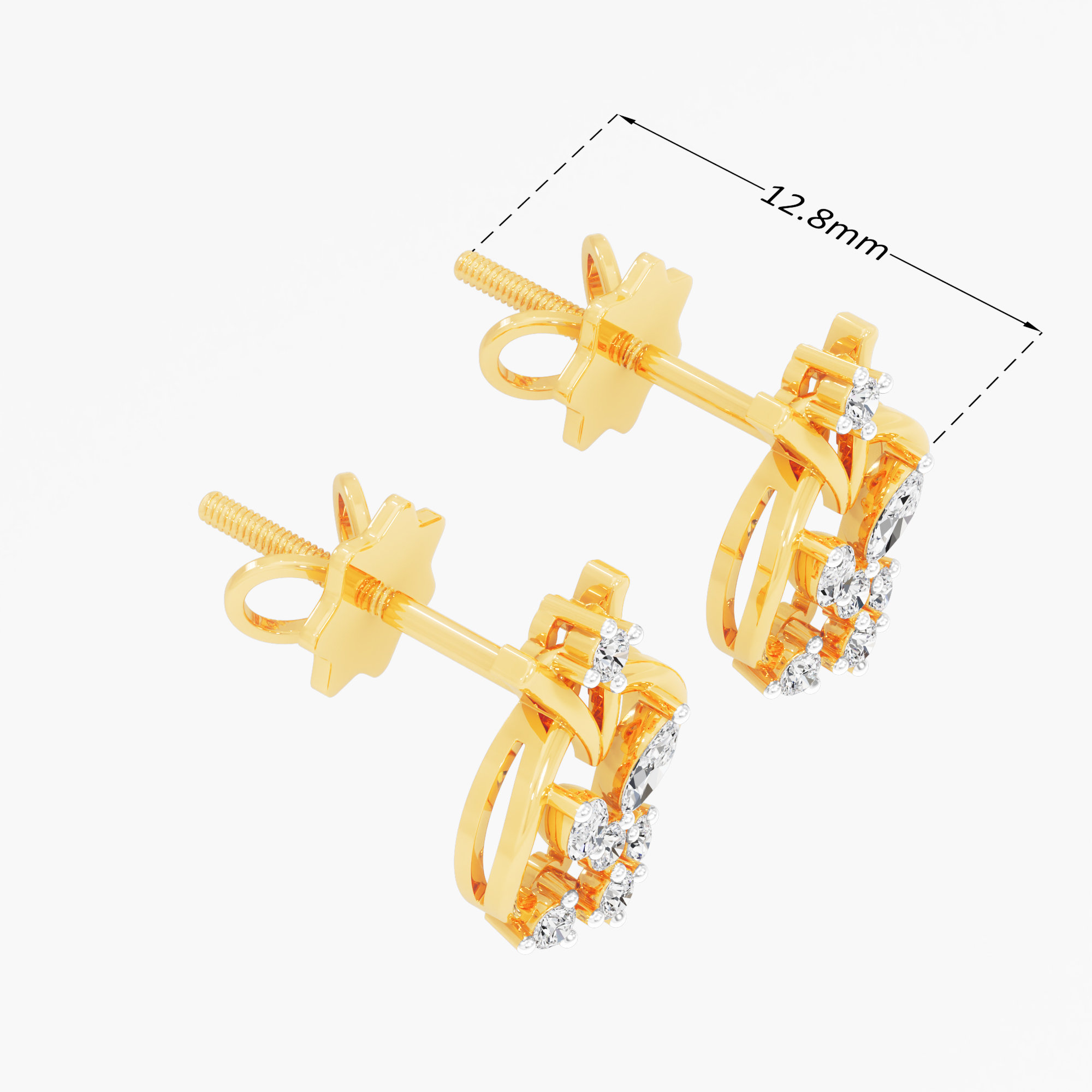 Orbit Blossom Stud Earrings in 9KT Yellow Gold (Diamond Quality: FG-VVS VS)
