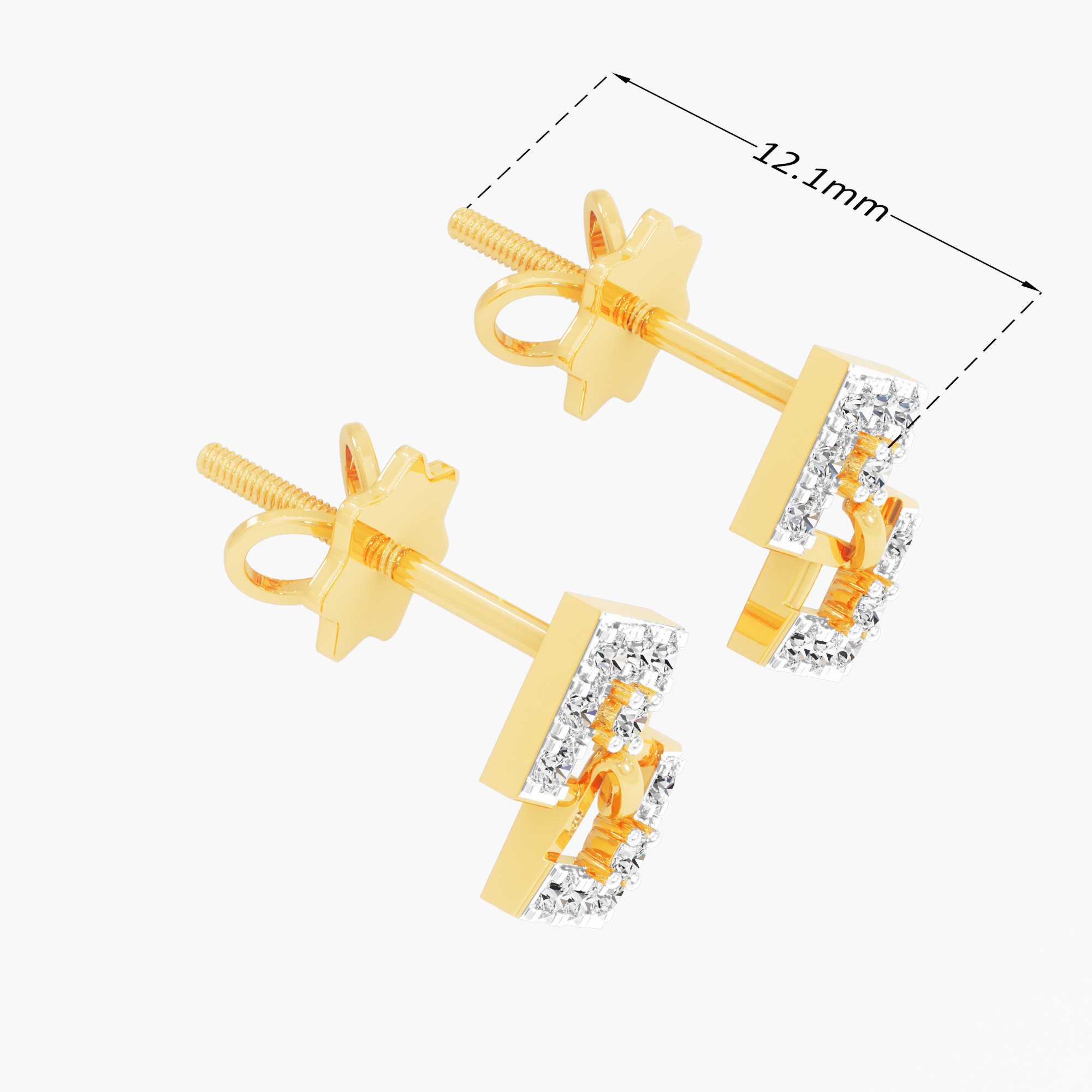 Trinity Facet Stud Earrings in 9KT Yellow Gold (Diamond Quality: FG-VVS VS)
