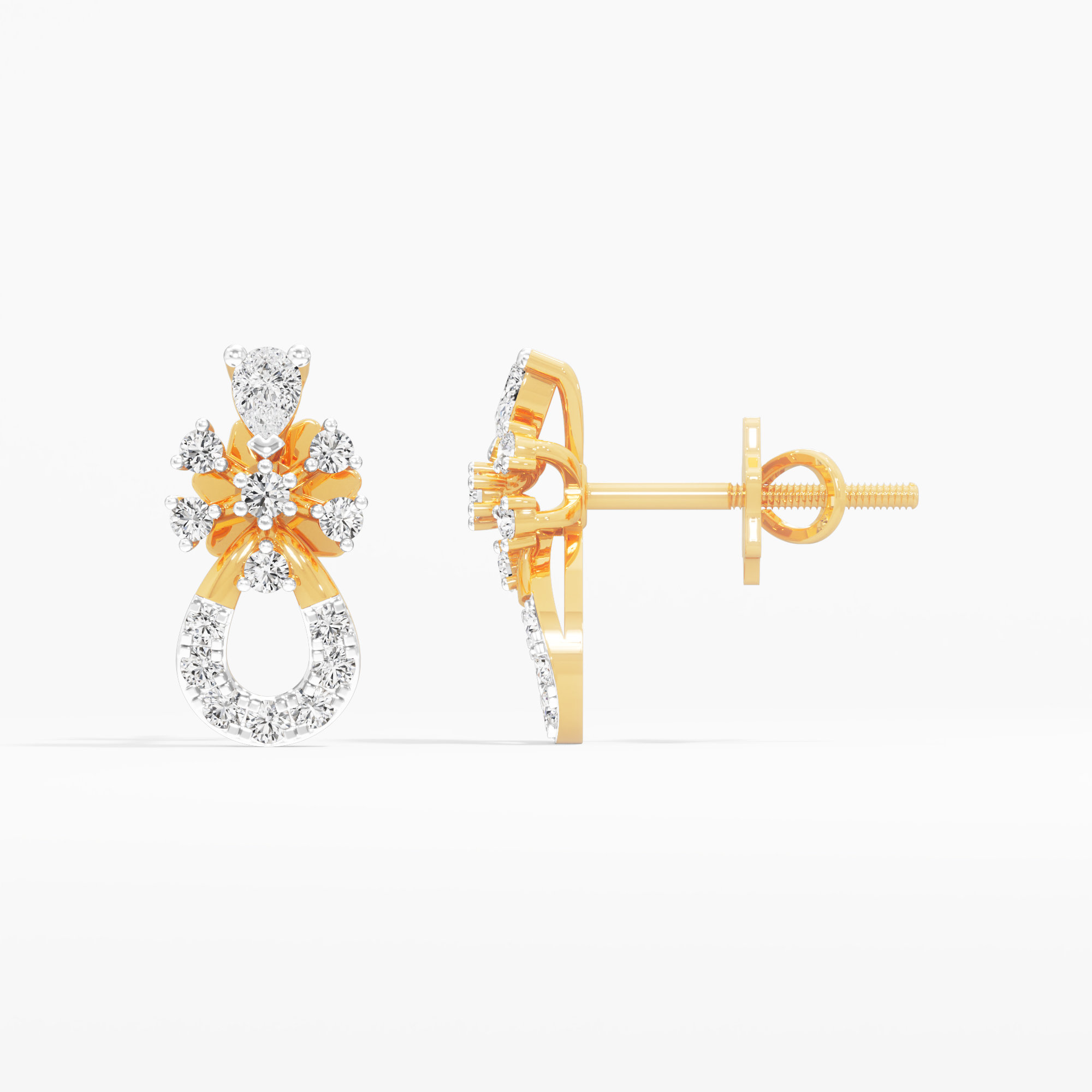 Reverie Loop Stud Earrings in 9KT Yellow Gold (Diamond Quality: FG-VVS VS)