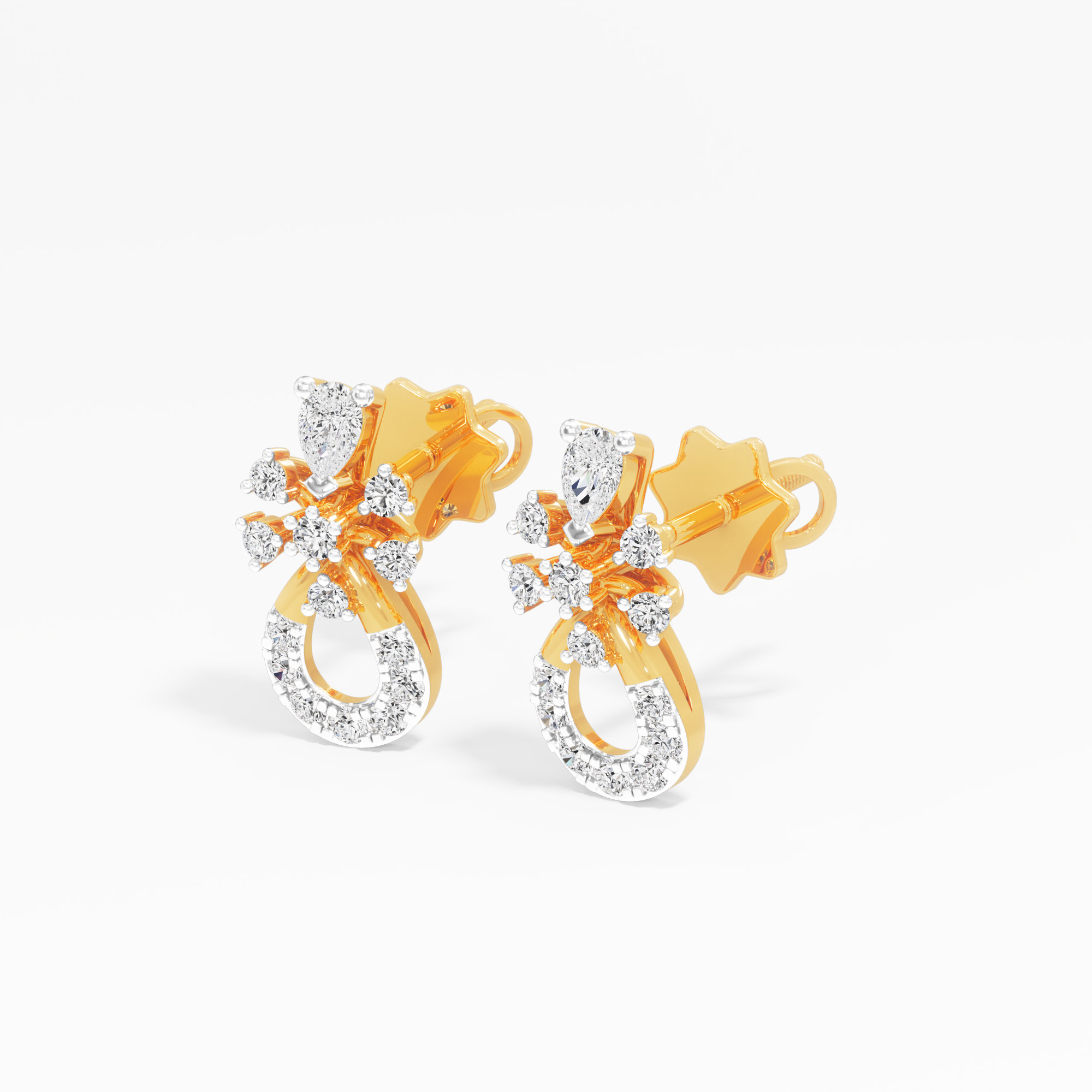 Reverie Loop Stud Earrings in 9KT Yellow Gold (Diamond Quality: FG-VVS VS)