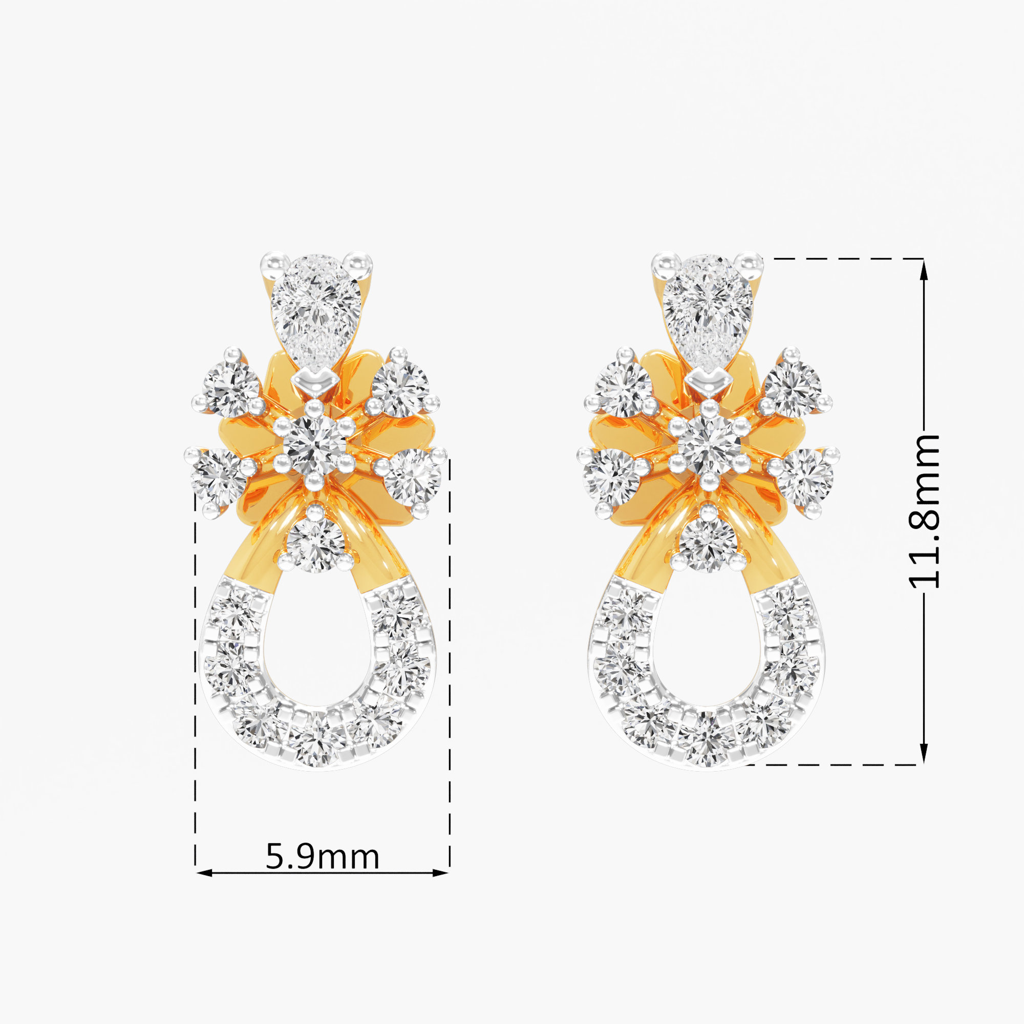 Reverie Loop Stud Earrings in 9KT Yellow Gold (Diamond Quality: FG-VVS VS)