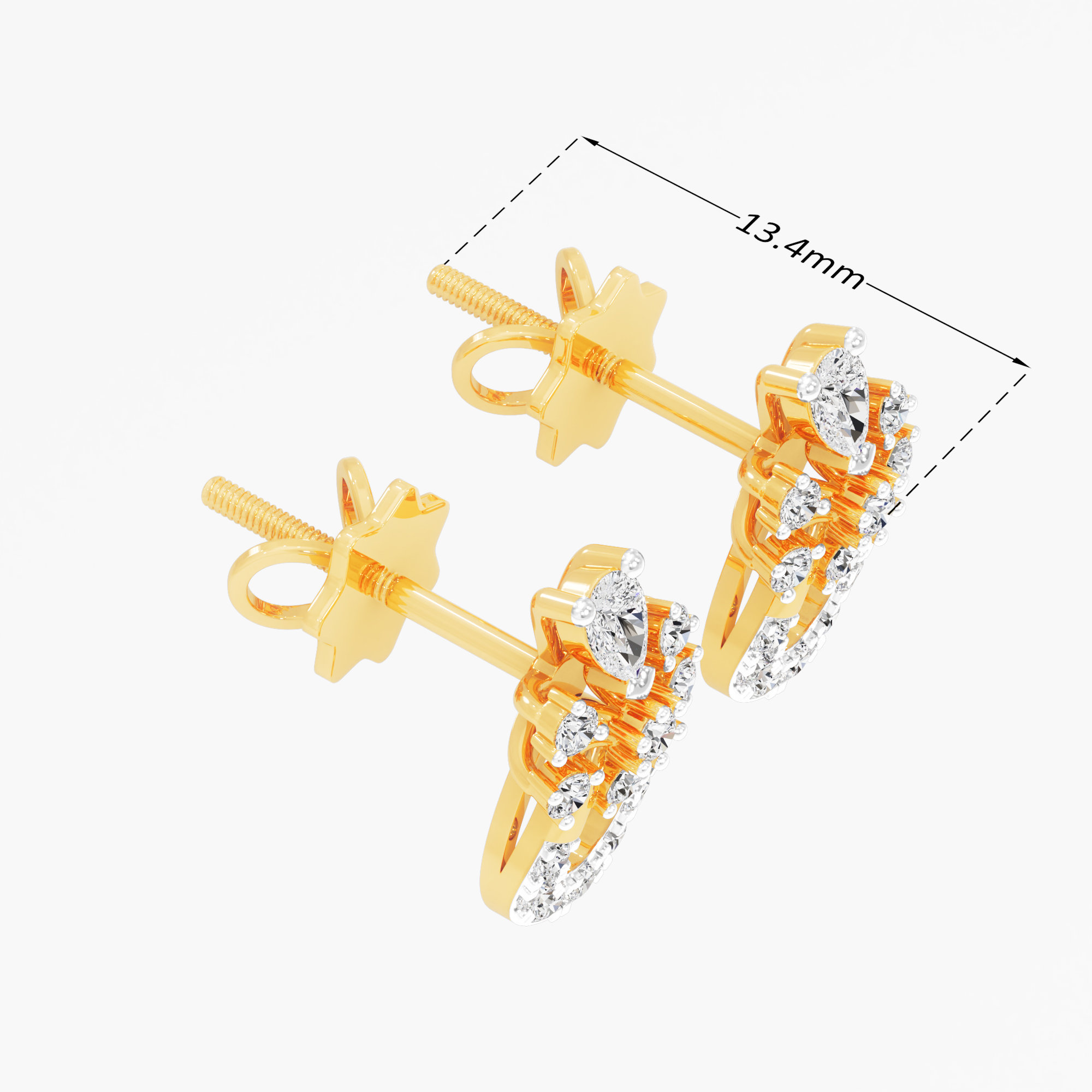 Reverie Loop Stud Earrings in 9KT Yellow Gold (Diamond Quality: FG-VVS VS)