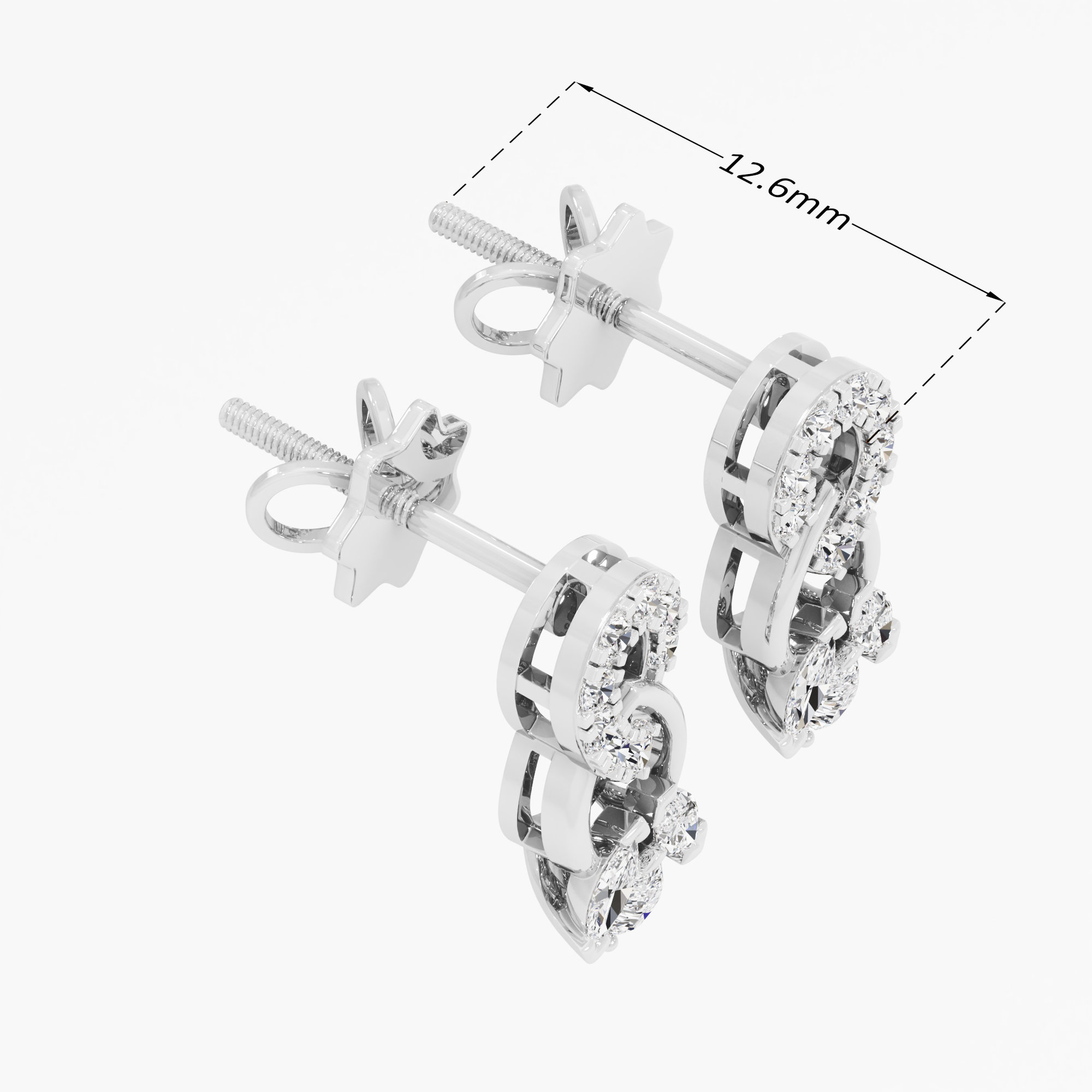 Twin Loop Stud Earrings in 9KT White Gold (Diamond Quality: FG-VVS VS)