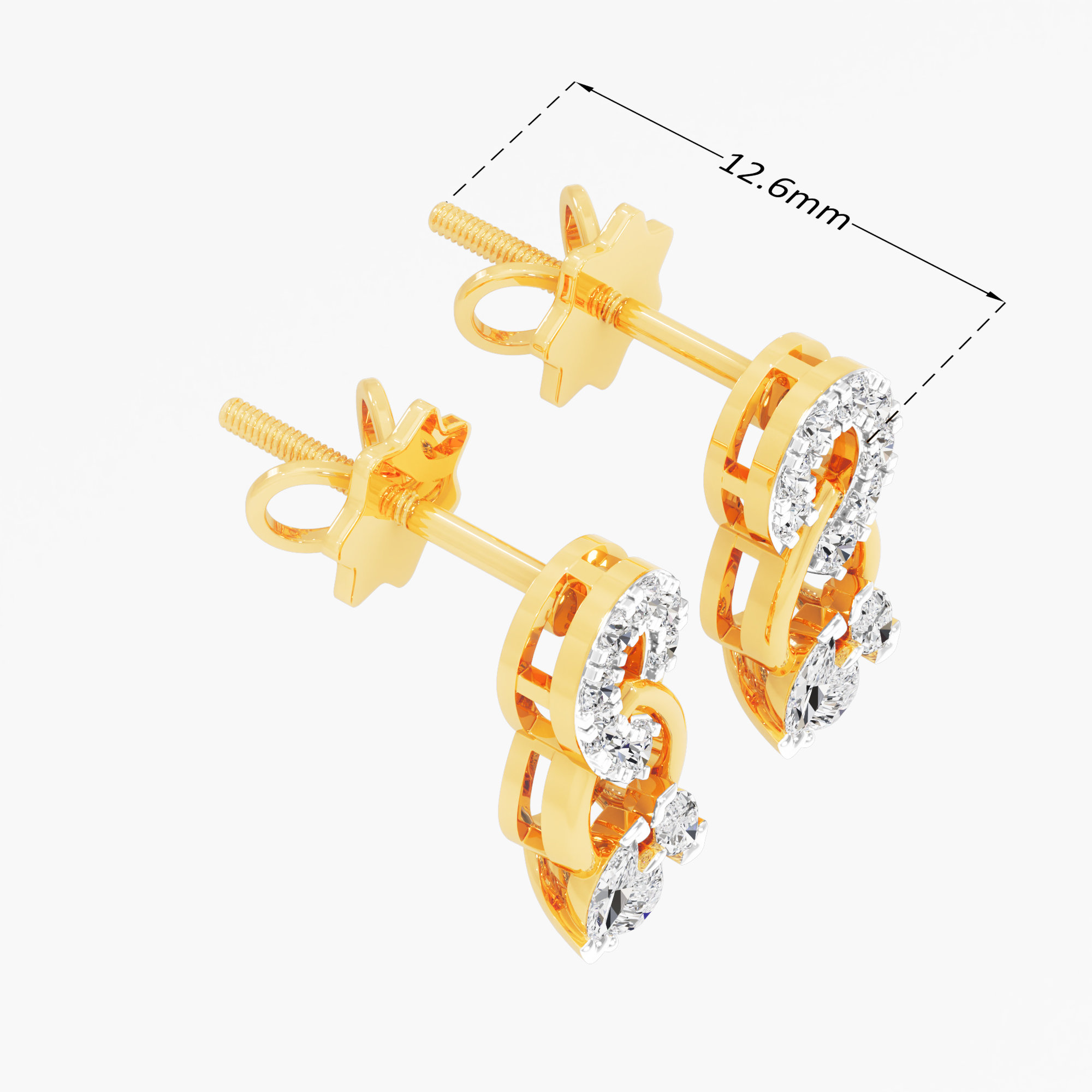 Twin Loop Stud Earrings in 9KT Yellow Gold (Diamond Quality: EF-VVS)