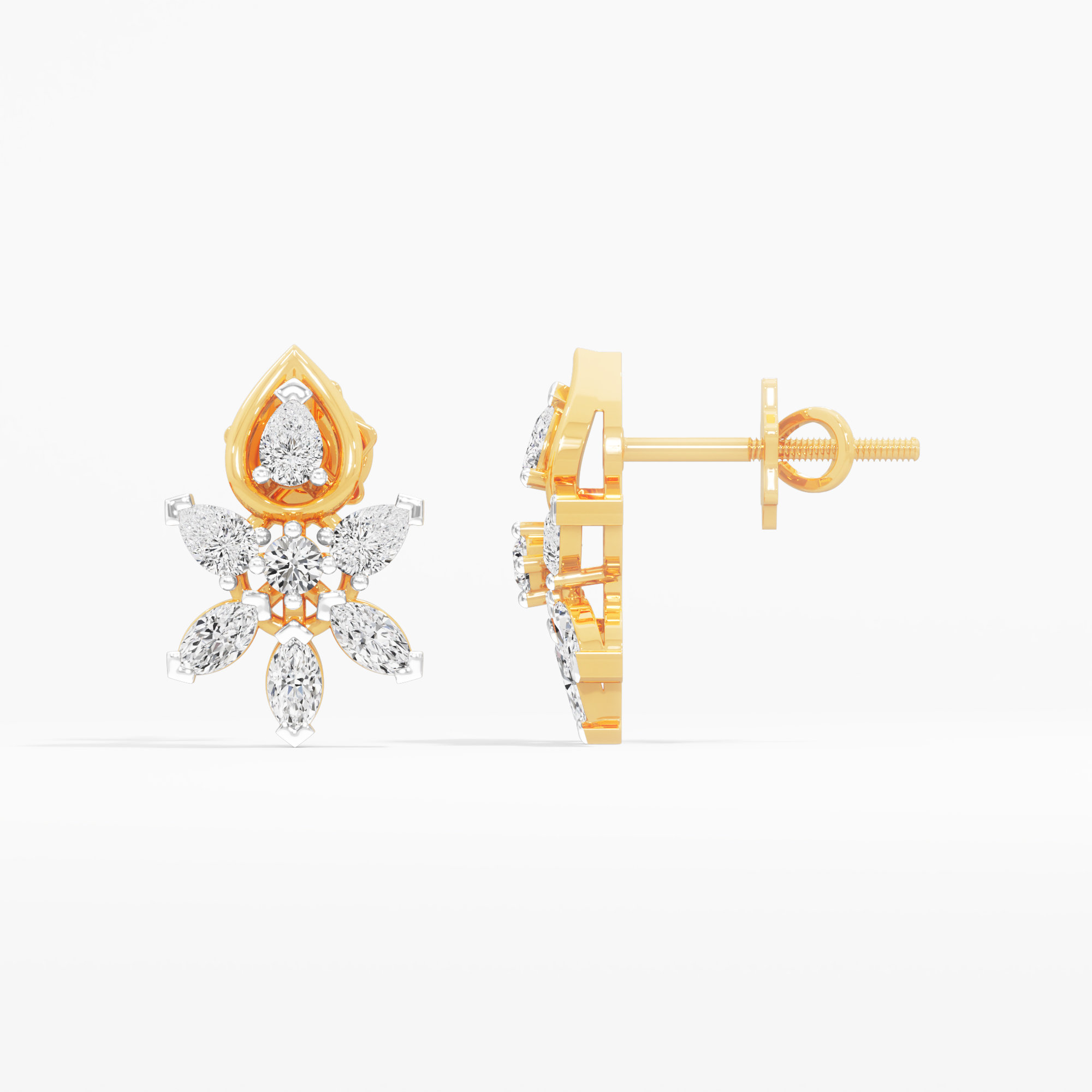Meadow Burst Stud Earrings in 9KT Yellow Gold (Diamond Quality: FG-VVS VS)