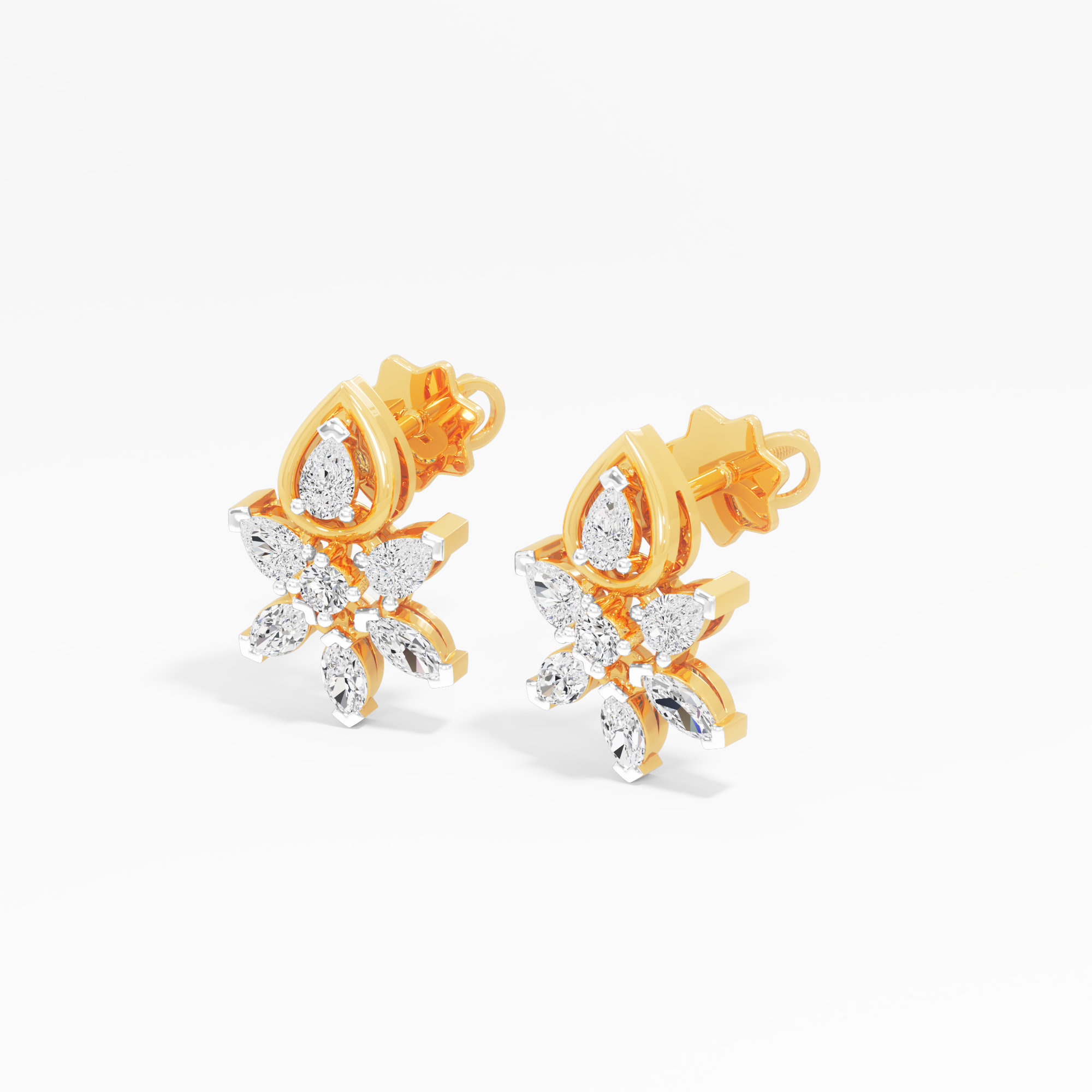 Meadow Burst Stud Earrings in 9KT Yellow Gold (Diamond Quality: FG-VVS VS)