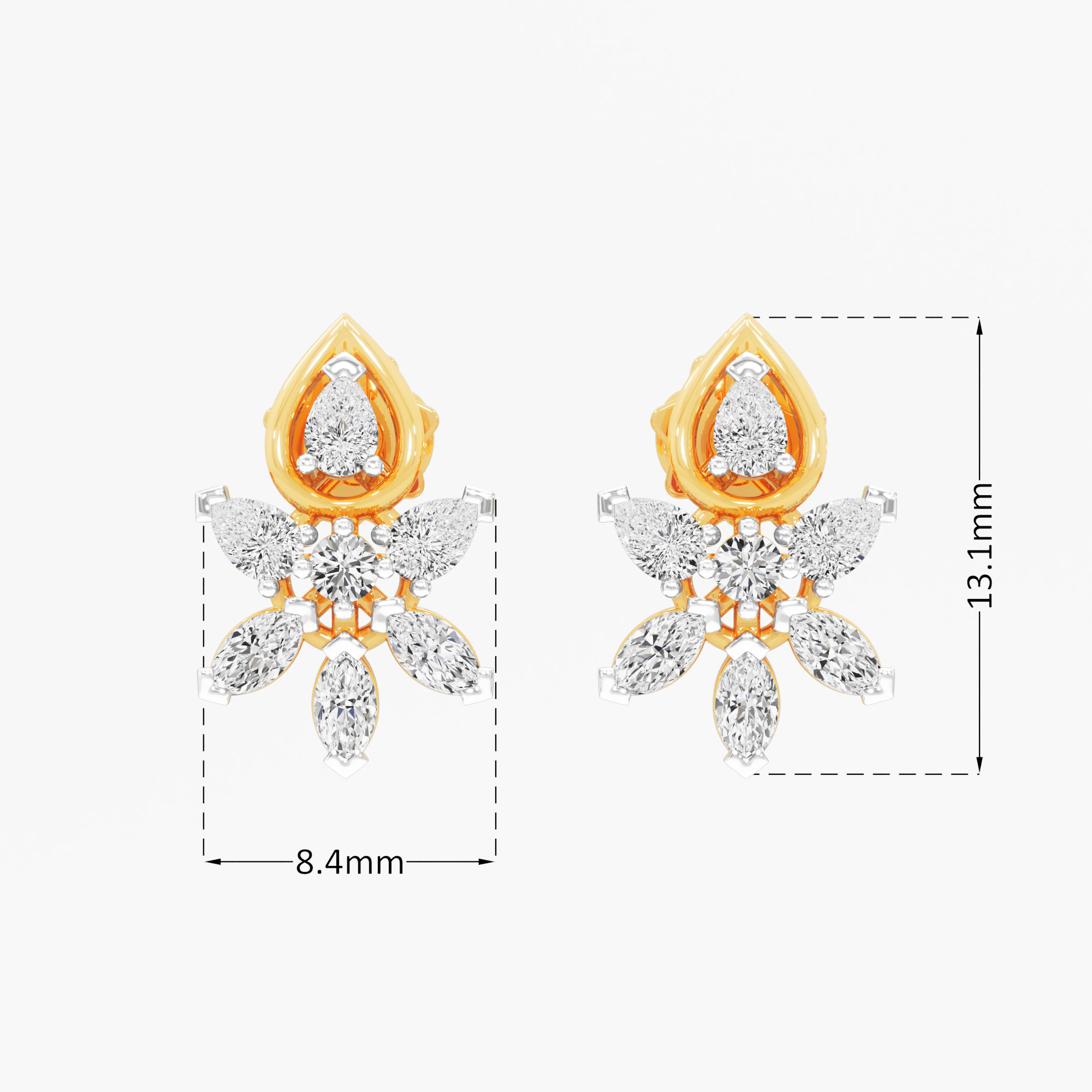 Meadow Burst Stud Earrings in 9KT Yellow Gold (Diamond Quality: FG-VVS VS)