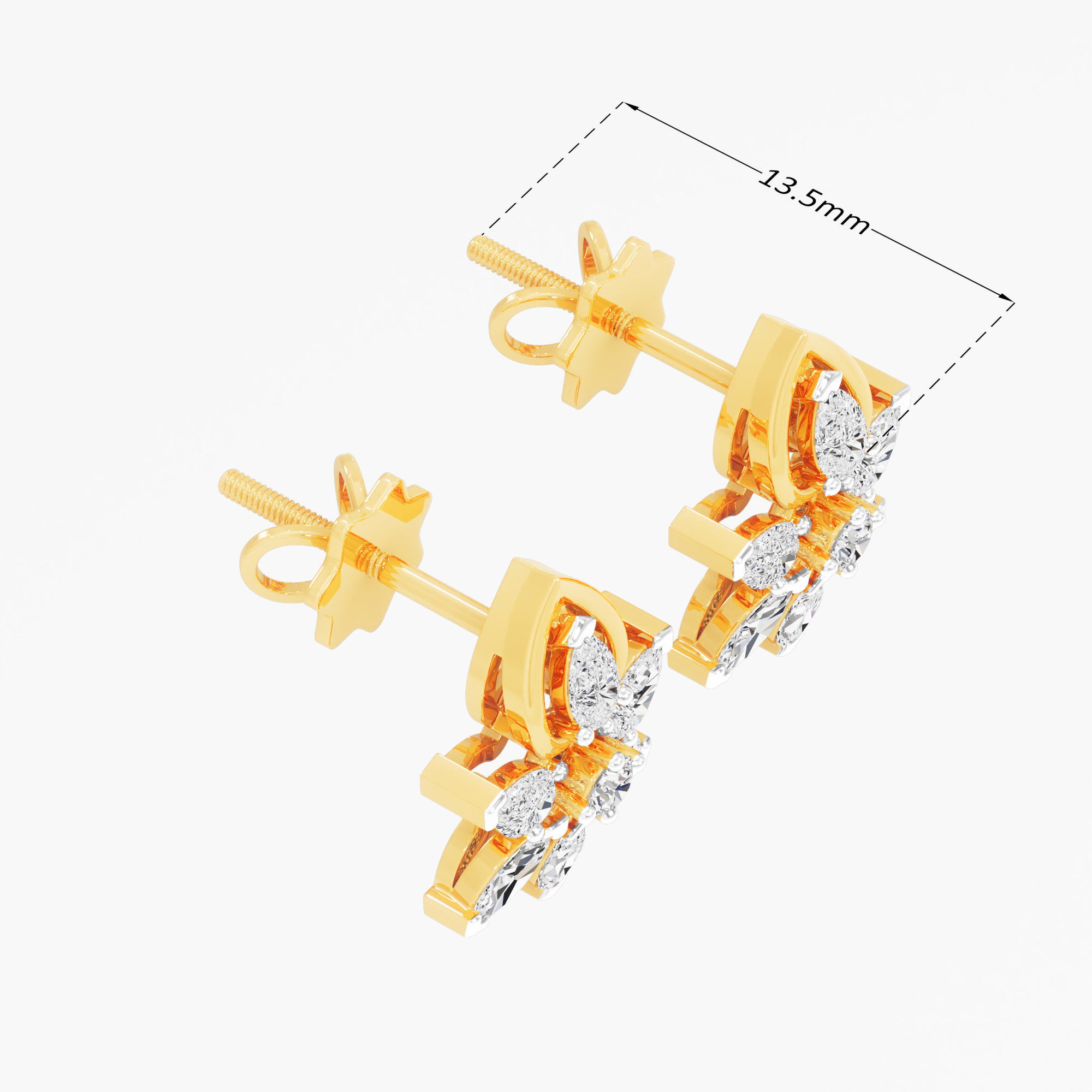 Meadow Burst Stud Earrings in 9KT Yellow Gold (Diamond Quality: FG-VVS VS)