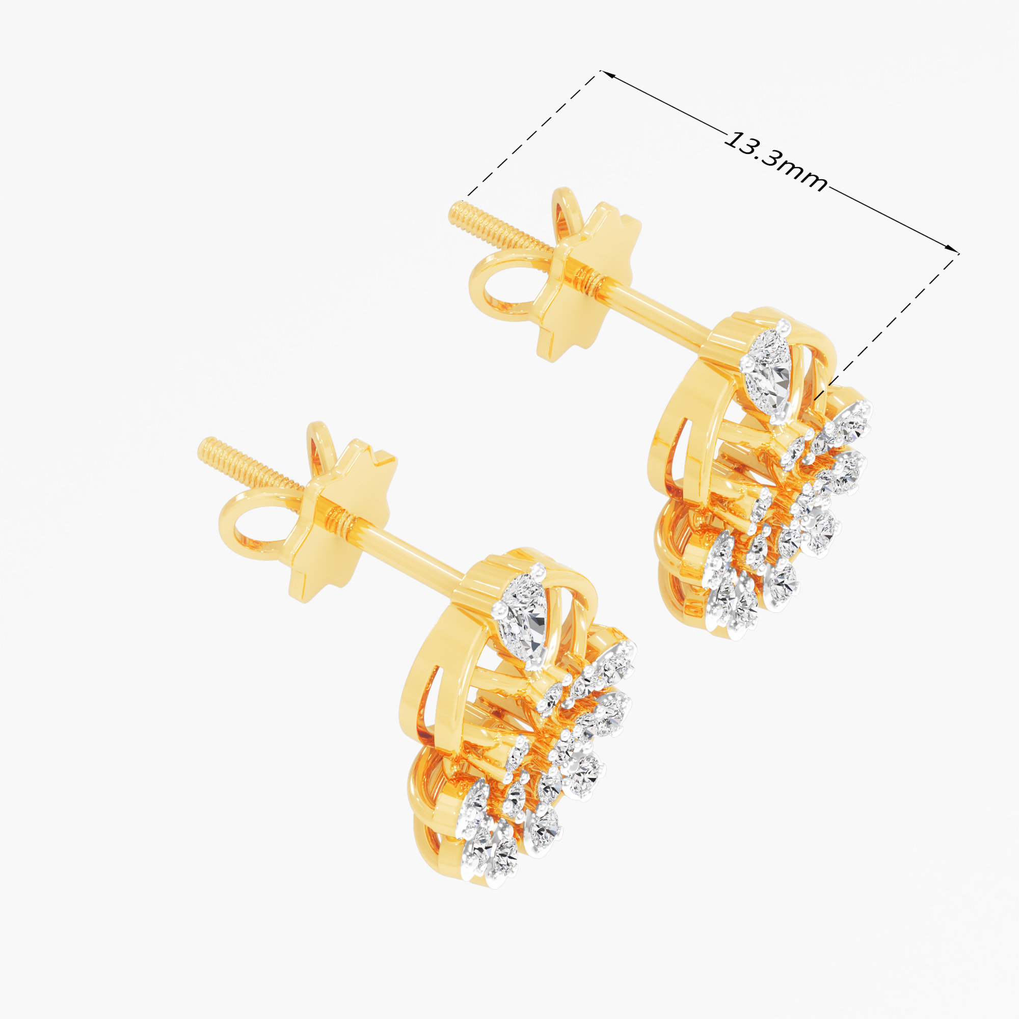 Solstice Wheel Stud Earrings in 9KT Yellow Gold (Diamond Quality: FG-VVS VS)