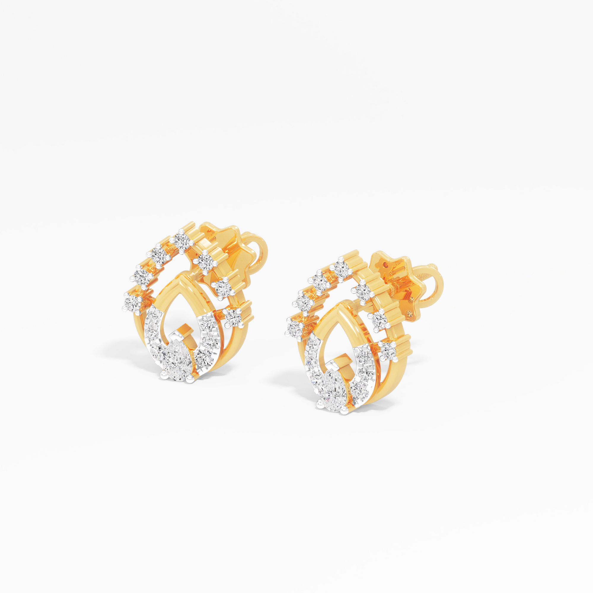 Coronet Wreath Stud Earrings in 9KT Yellow Gold (Diamond Quality: FG-VVS VS)