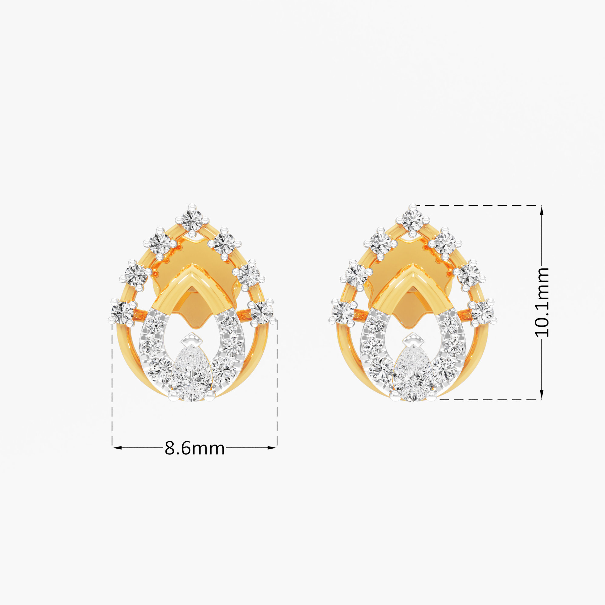 Coronet Wreath Stud Earrings in 9KT Yellow Gold (Diamond Quality: FG-VVS VS)