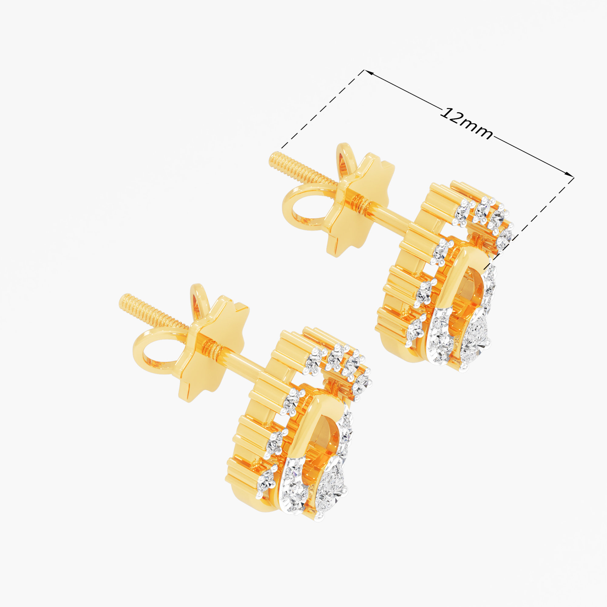 Coronet Wreath Stud Earrings in 9KT Yellow Gold (Diamond Quality: FG-VVS VS)