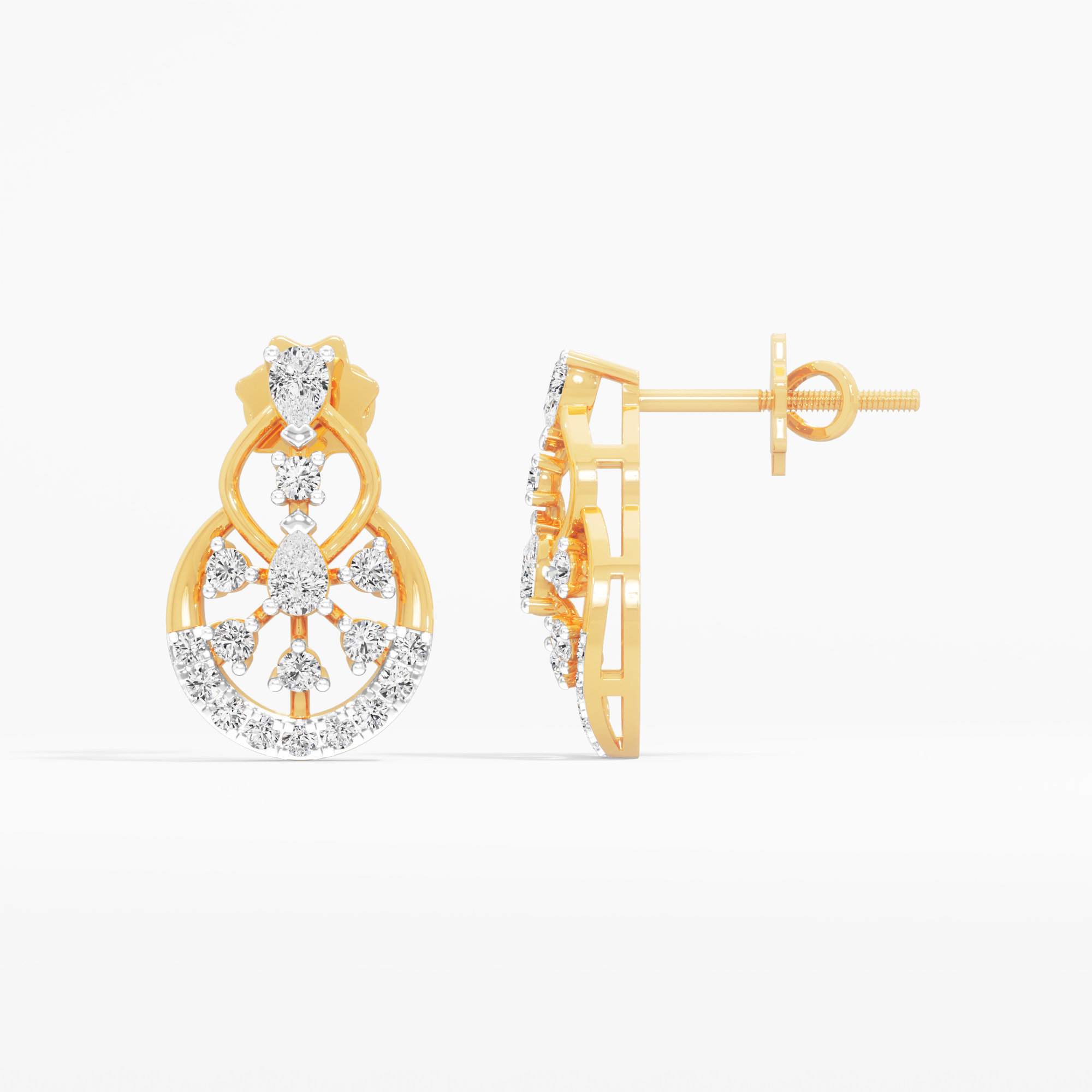 Infinity Whisper Stud Earrings in 9KT Yellow Gold (Diamond Quality: FG-VVS VS)