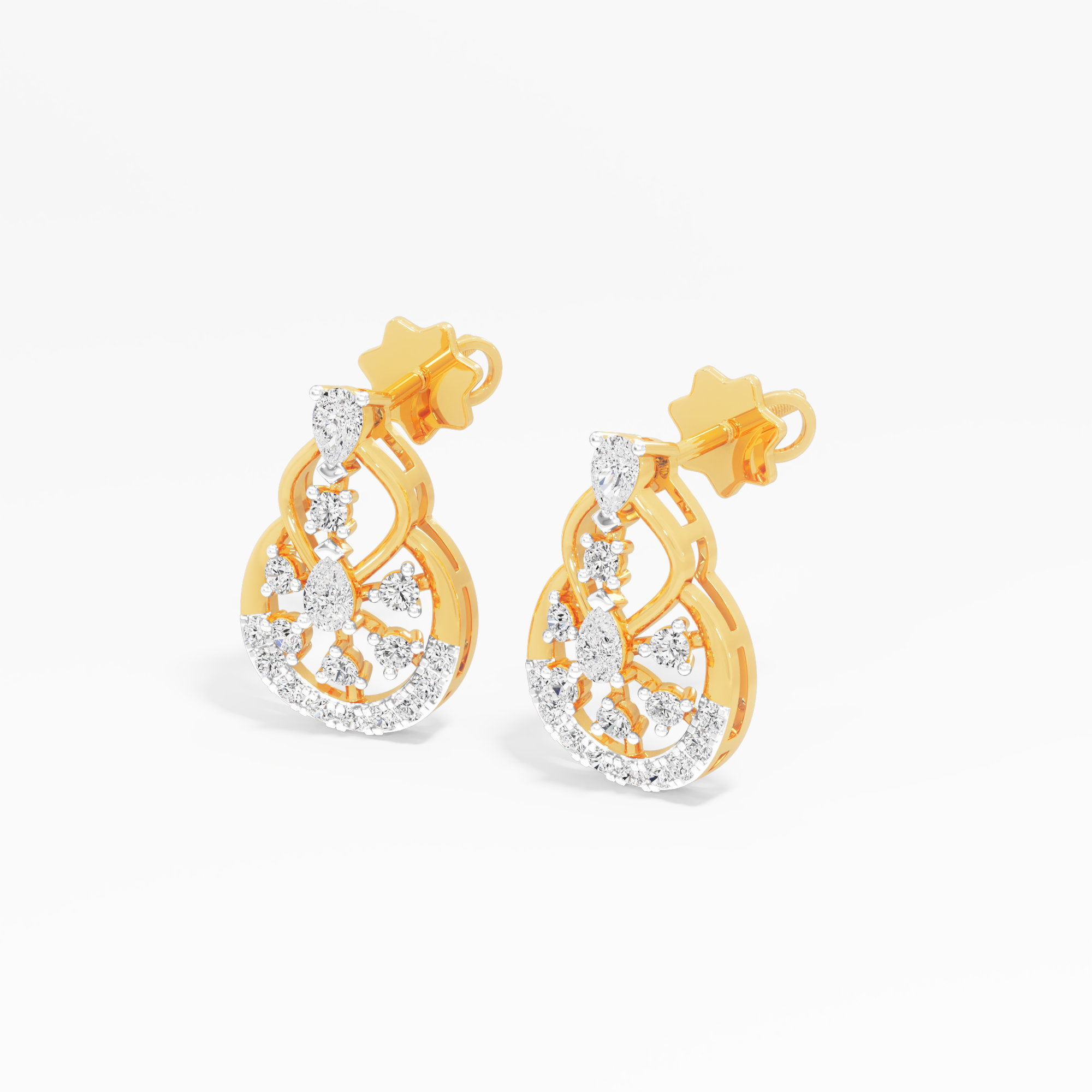 Infinity Whisper Stud Earrings in 9KT Yellow Gold (Diamond Quality: FG-VVS VS)