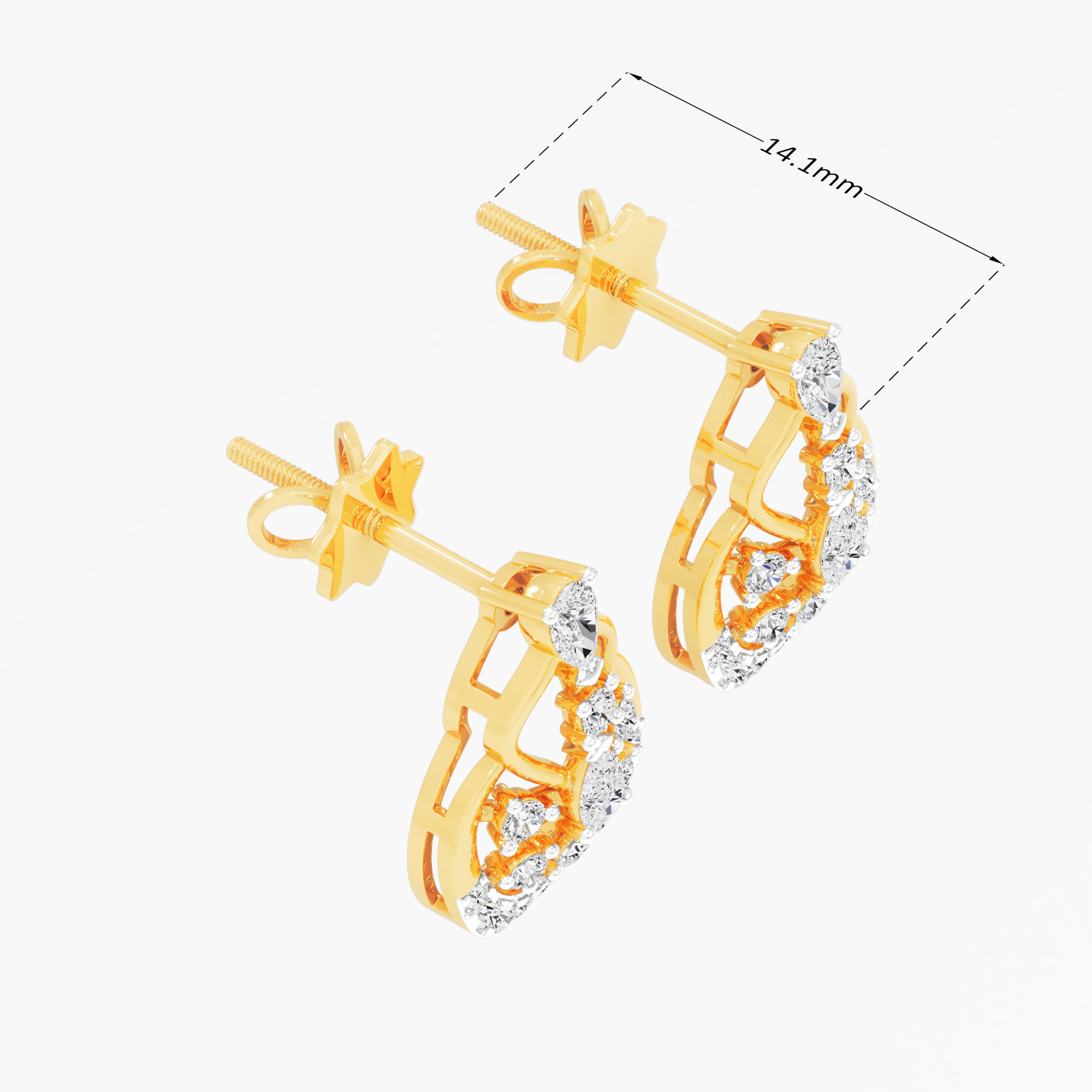Infinity Whisper Stud Earrings in 9KT Yellow Gold (Diamond Quality: FG-VVS VS)