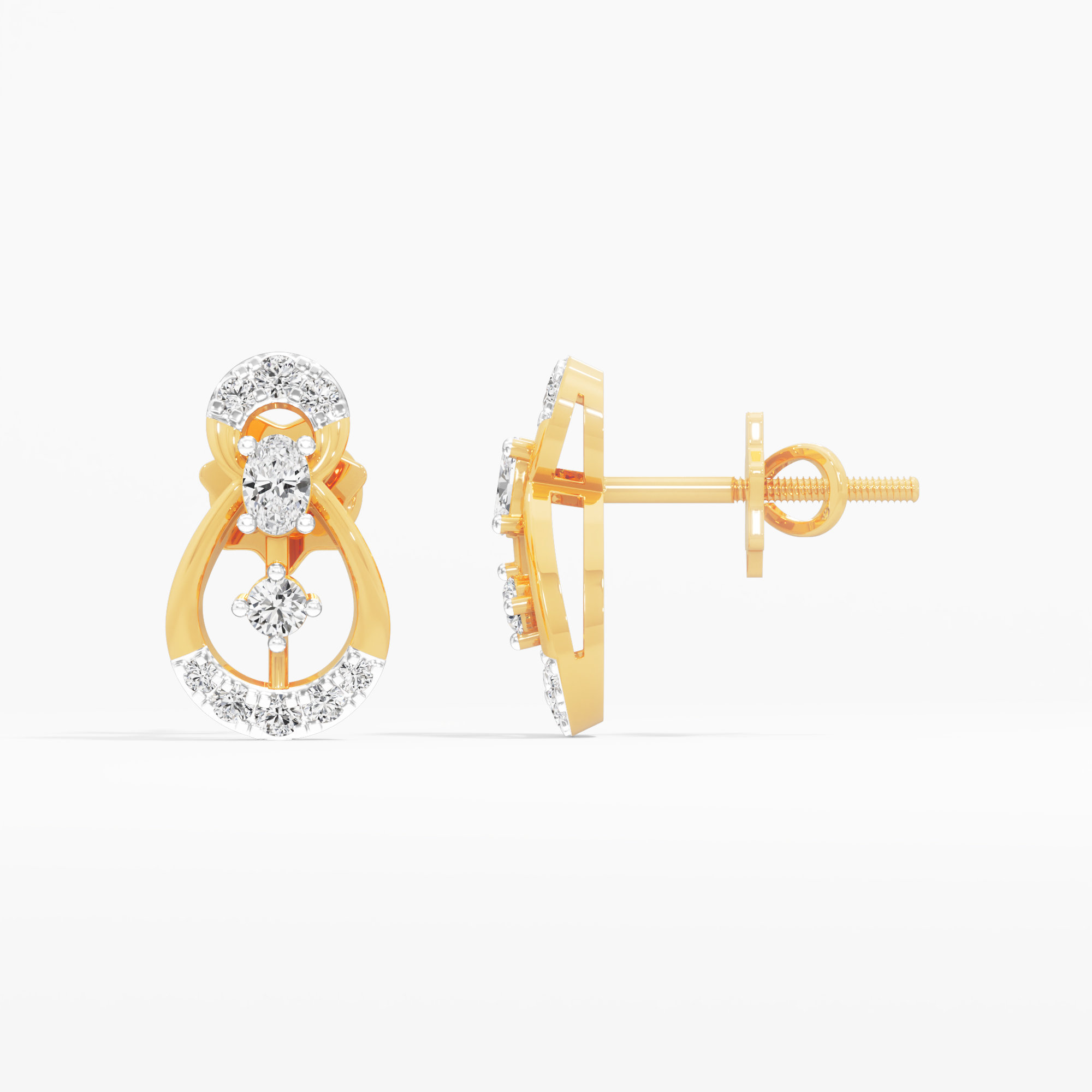 Spiral Glow Stud Earrings in 9KT Yellow Gold (Diamond Quality: FG-VVS VS)