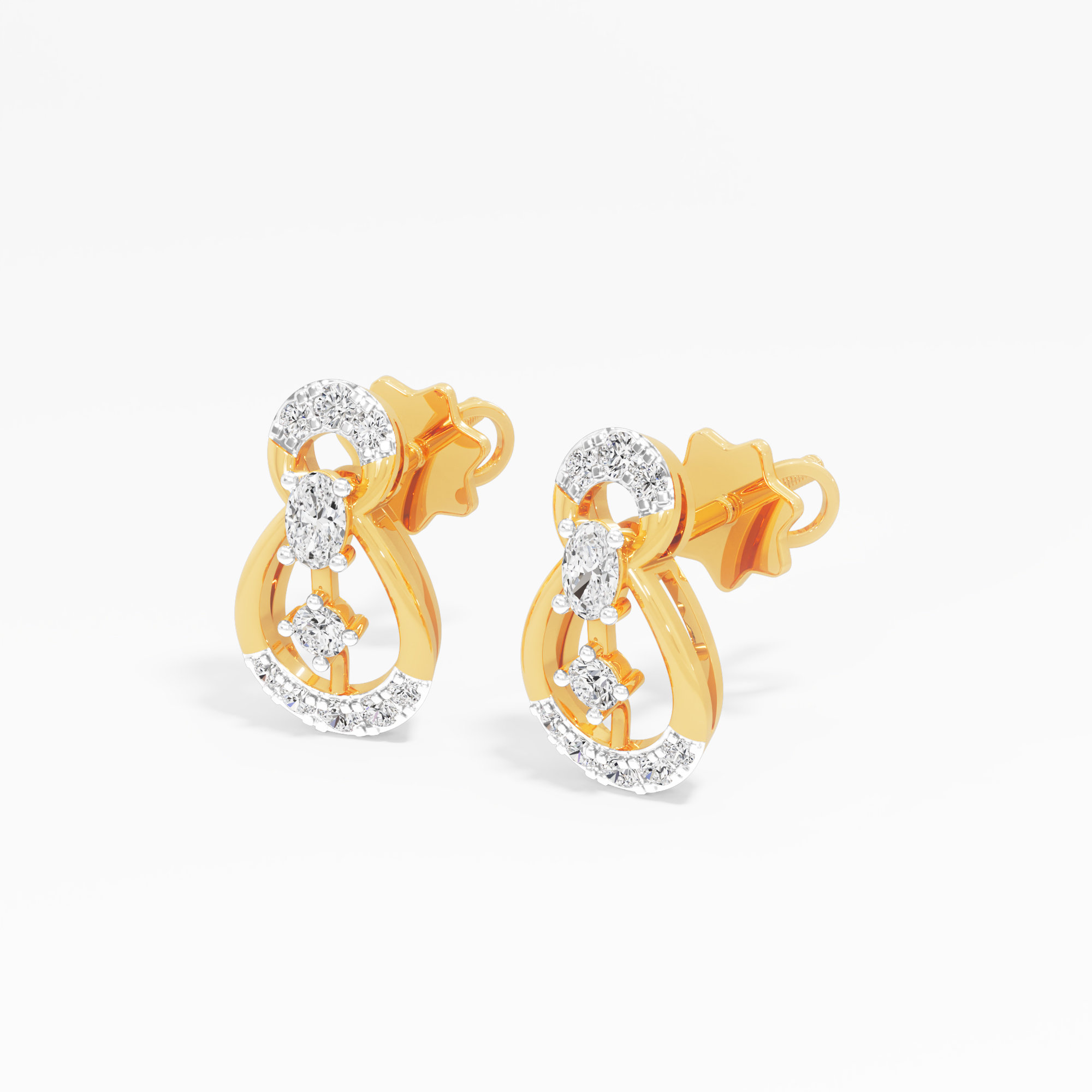 Spiral Glow Stud Earrings in 9KT Yellow Gold (Diamond Quality: FG-VVS VS)