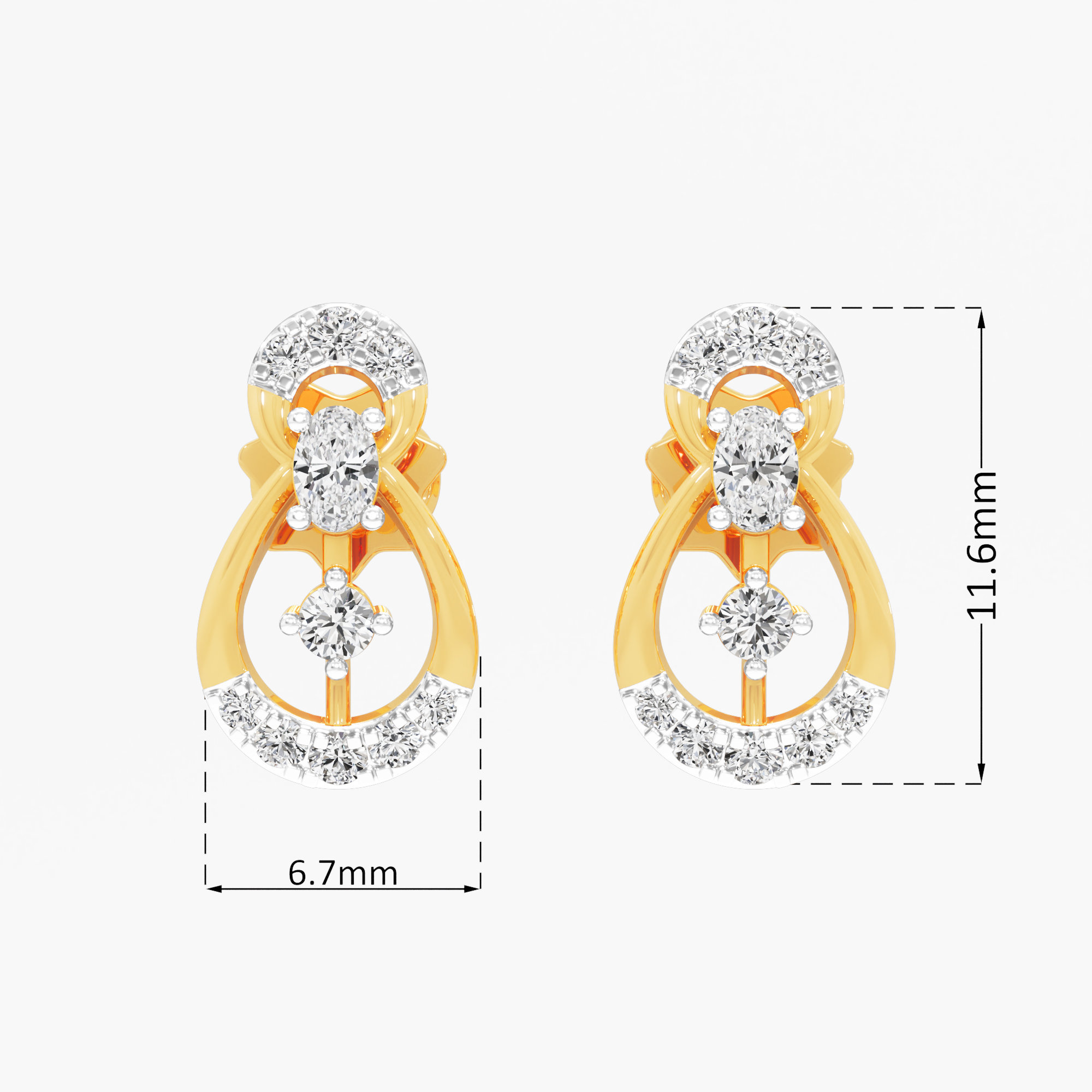 Spiral Glow Stud Earrings in 9KT Yellow Gold (Diamond Quality: FG-VVS VS)