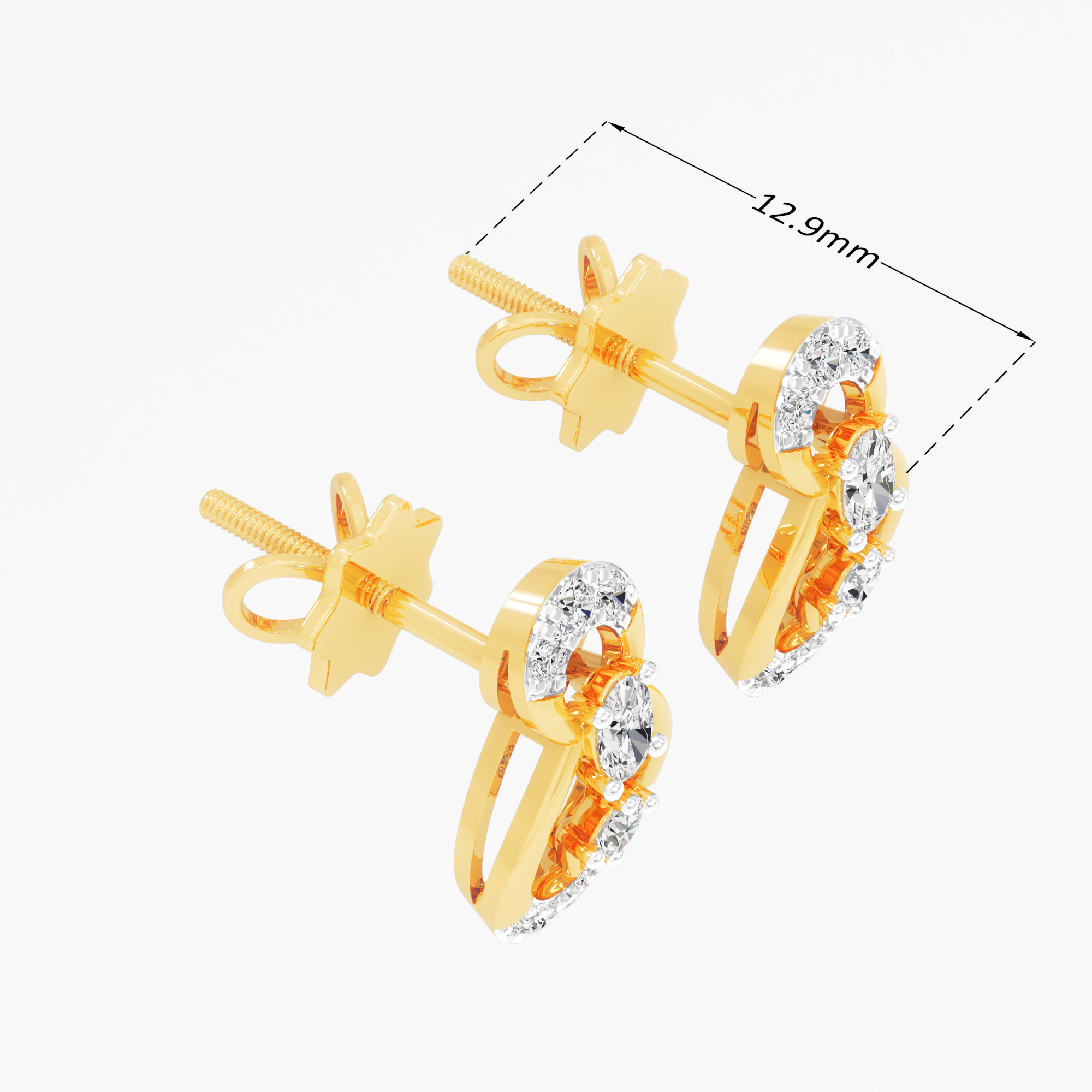 Spiral Glow Stud Earrings in 9KT Yellow Gold (Diamond Quality: FG-VVS VS)