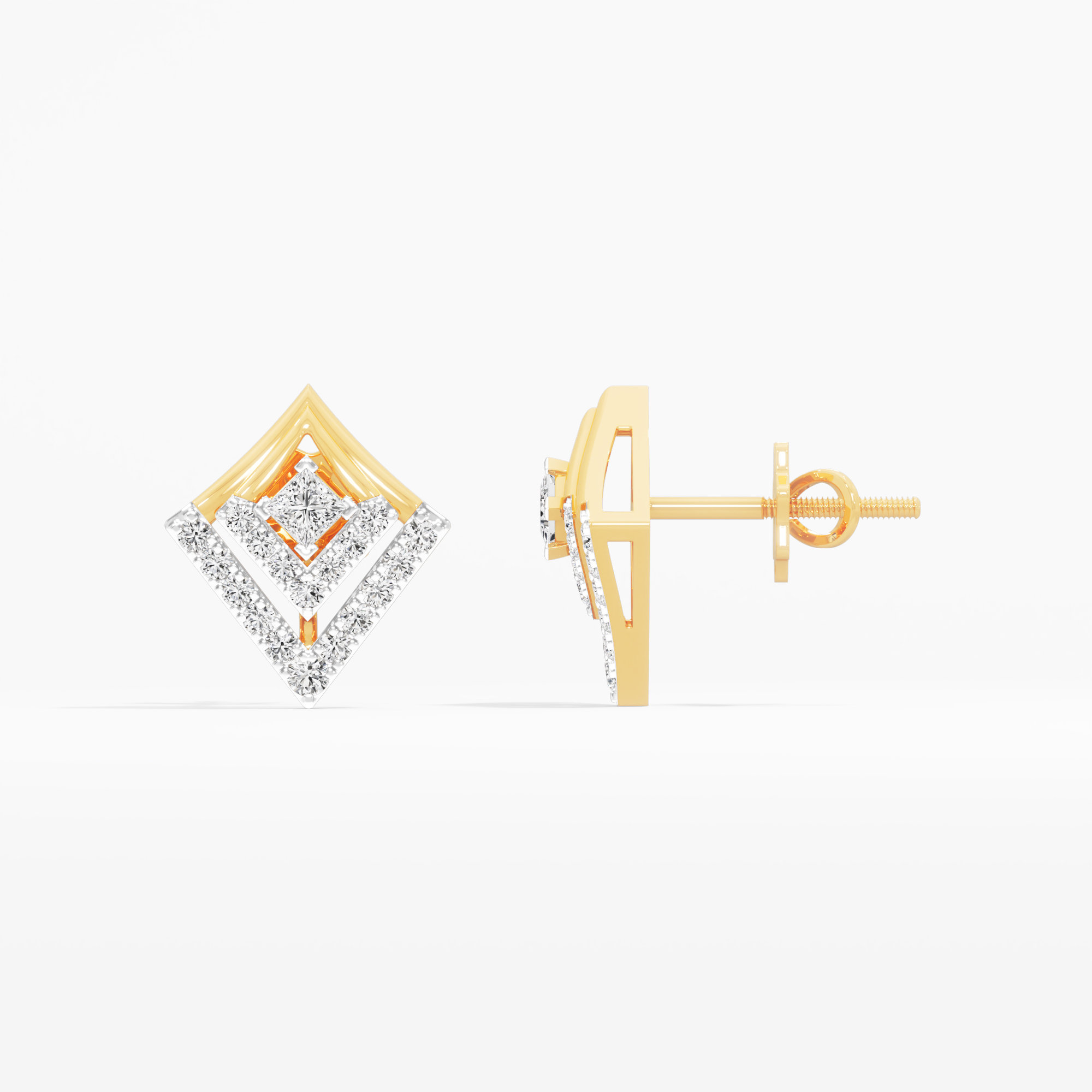 Duchess Mosaic Stud Earrings in 9KT Yellow Gold (Diamond Quality: EF-VVS VS)