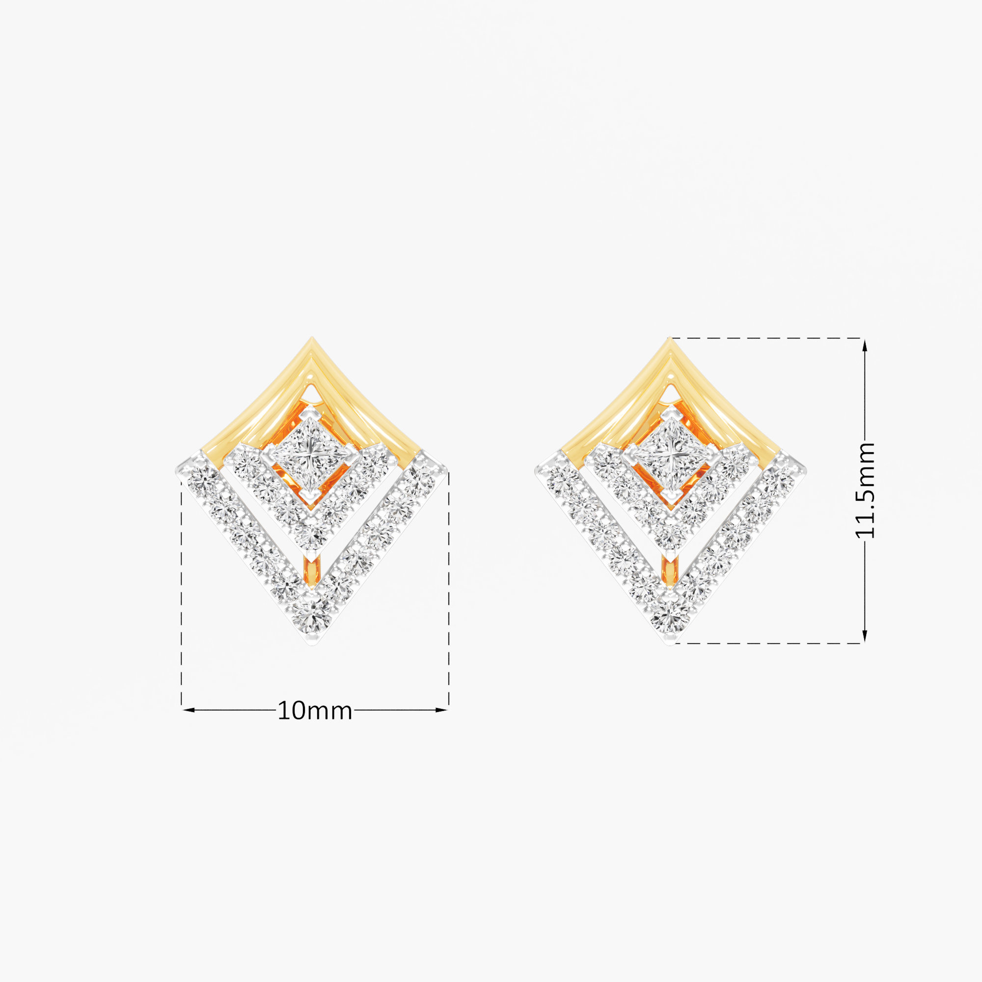 Duchess Mosaic Stud Earrings in 9KT Yellow Gold (Diamond Quality: EF-VVS VS)