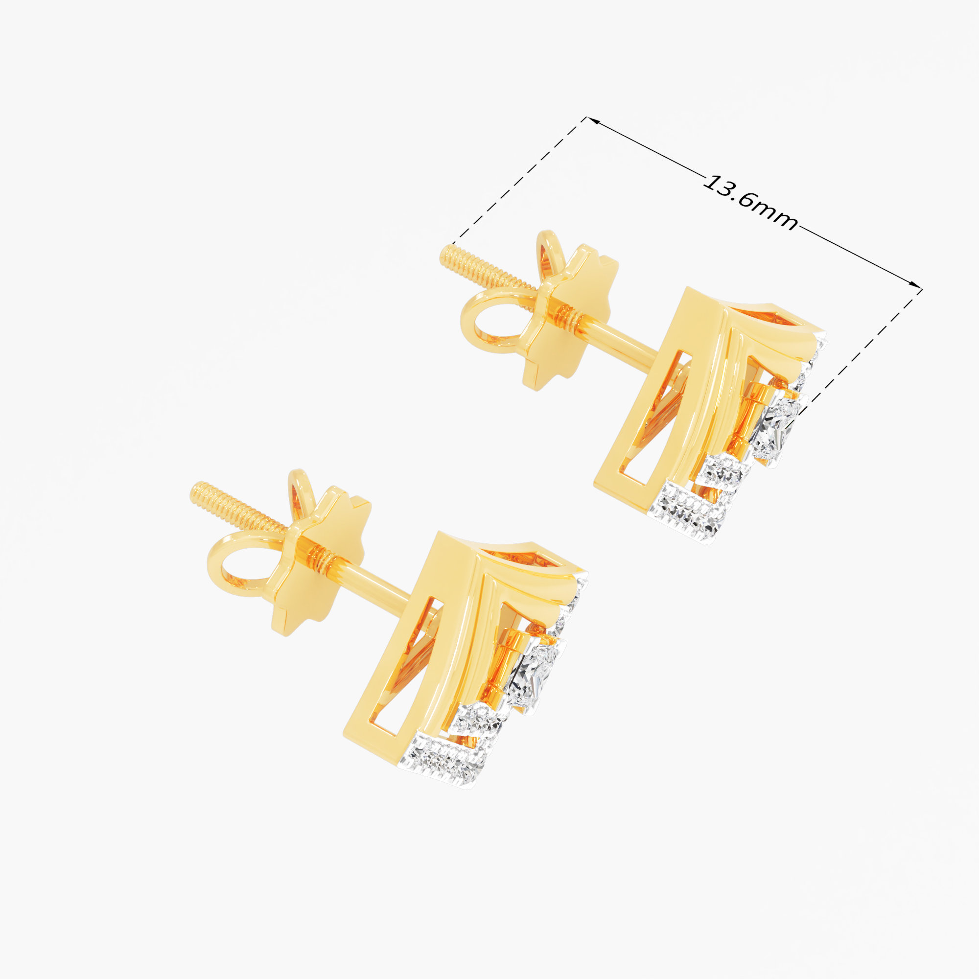 Duchess Mosaic Stud Earrings in 9KT Yellow Gold (Diamond Quality: EF-VVS VS)