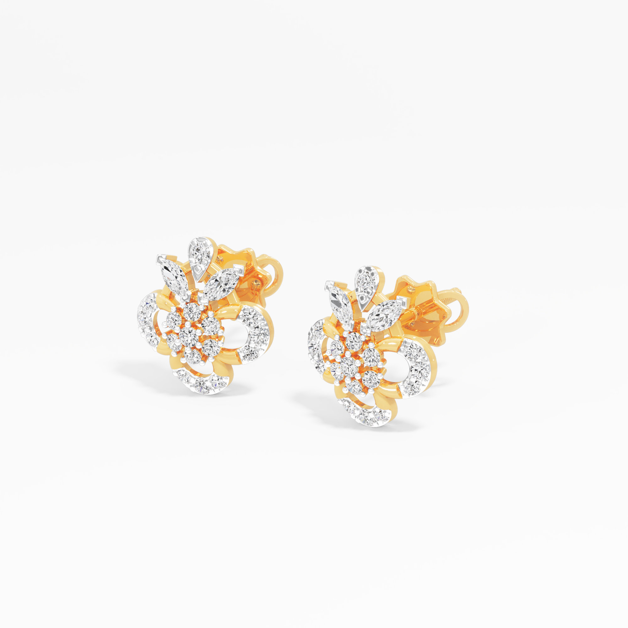 Harmony Rosette Stud Earrings in 9KT Yellow Gold (Diamond Quality: FG-VVS VS)