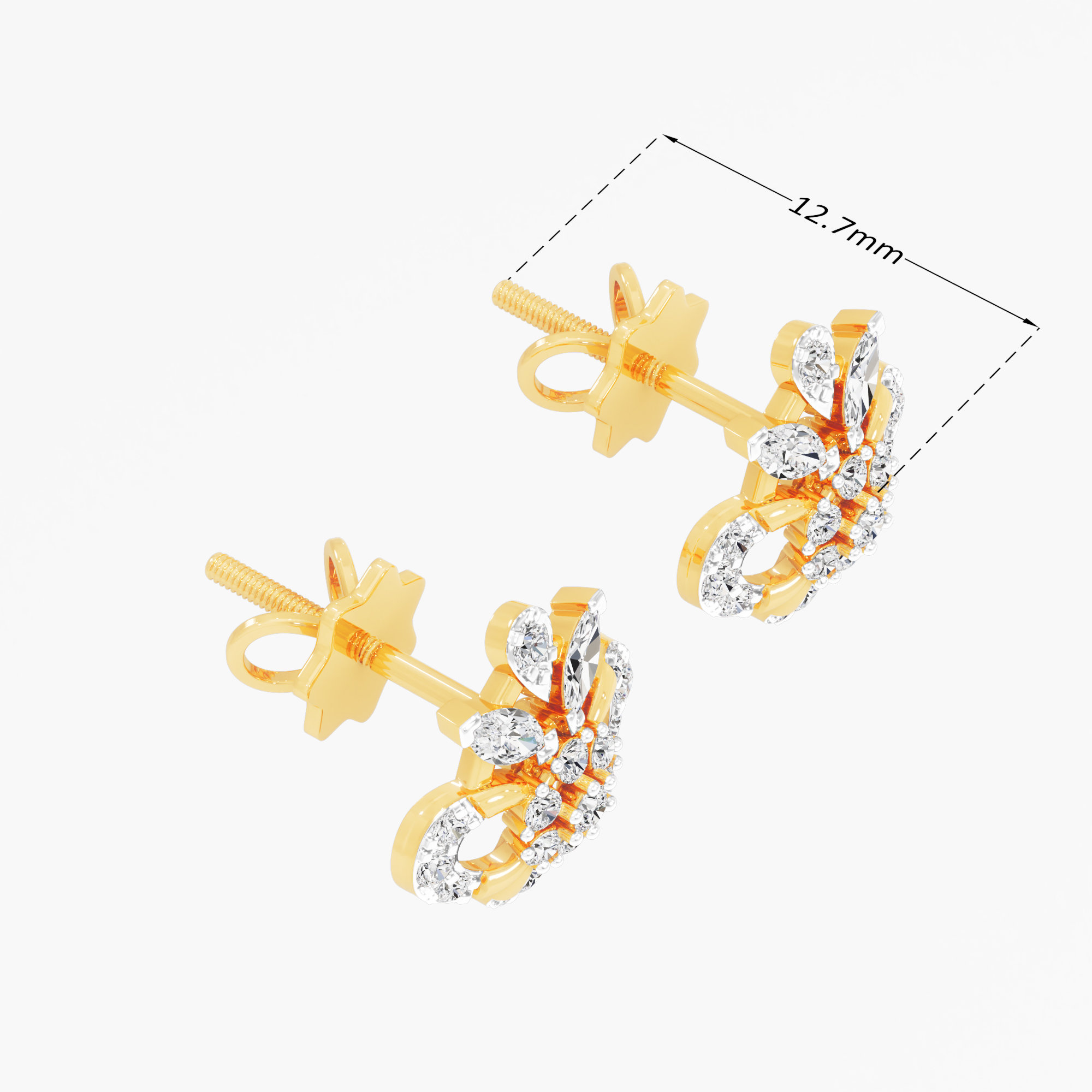 Harmony Rosette Stud Earrings in 9KT Yellow Gold (Diamond Quality: FG-VVS VS)