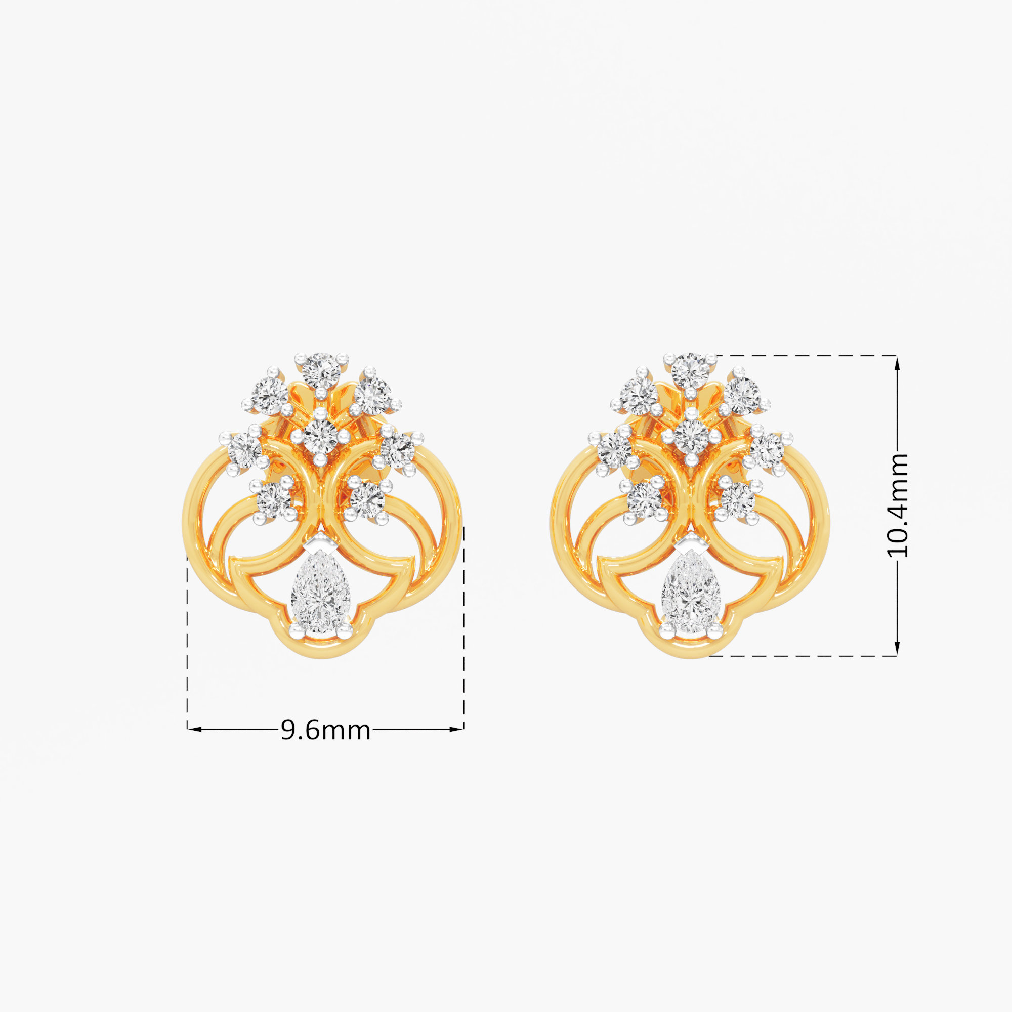 Medallion Filigree Stud Earrings in 9KT Yellow Gold (Diamond Quality: FG-VVS VS)