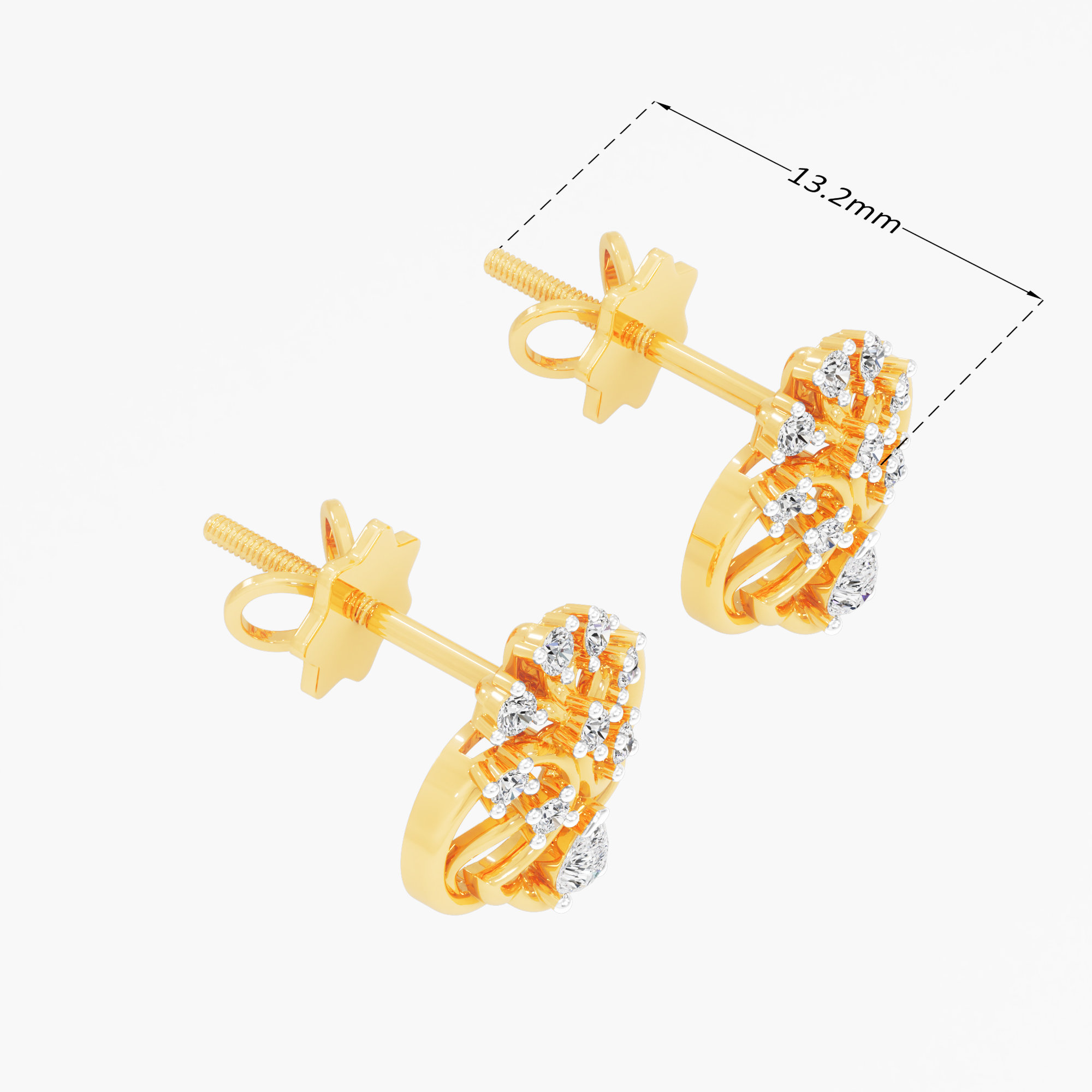 Medallion Filigree Stud Earrings in 9KT Yellow Gold (Diamond Quality: FG-VVS VS)
