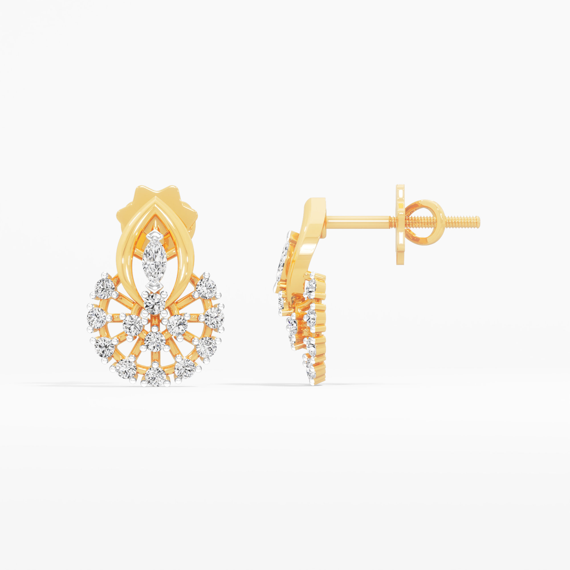 Zephyr Spoke Stud Earrings in 9KT Yellow Gold (Diamond Quality: FG-VVS VS)