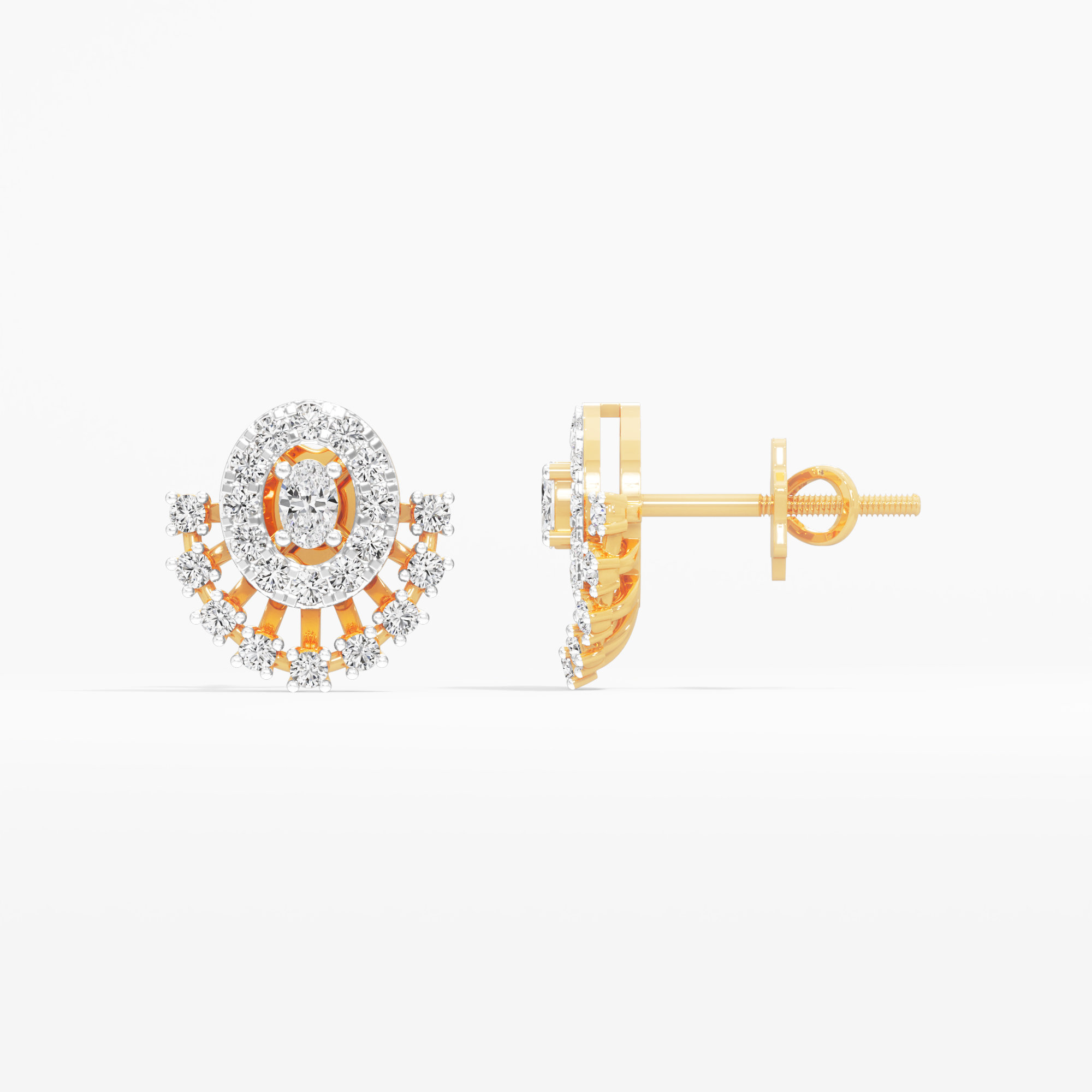Comet Glow Stud Earrings in 9KT Yellow Gold (Diamond Quality: FG-VVS VS)