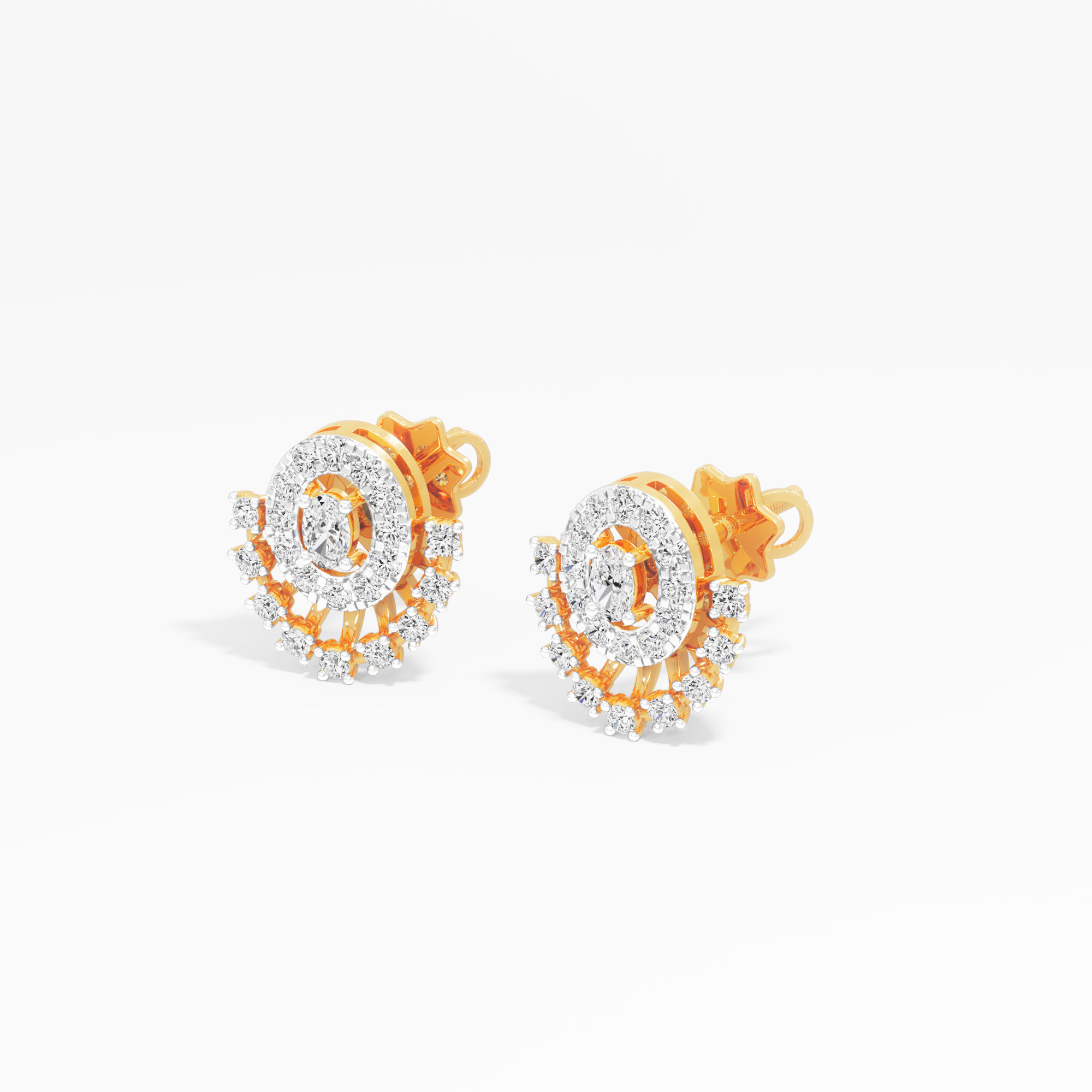 Comet Glow Stud Earrings in 9KT Yellow Gold (Diamond Quality: FG-VVS VS)