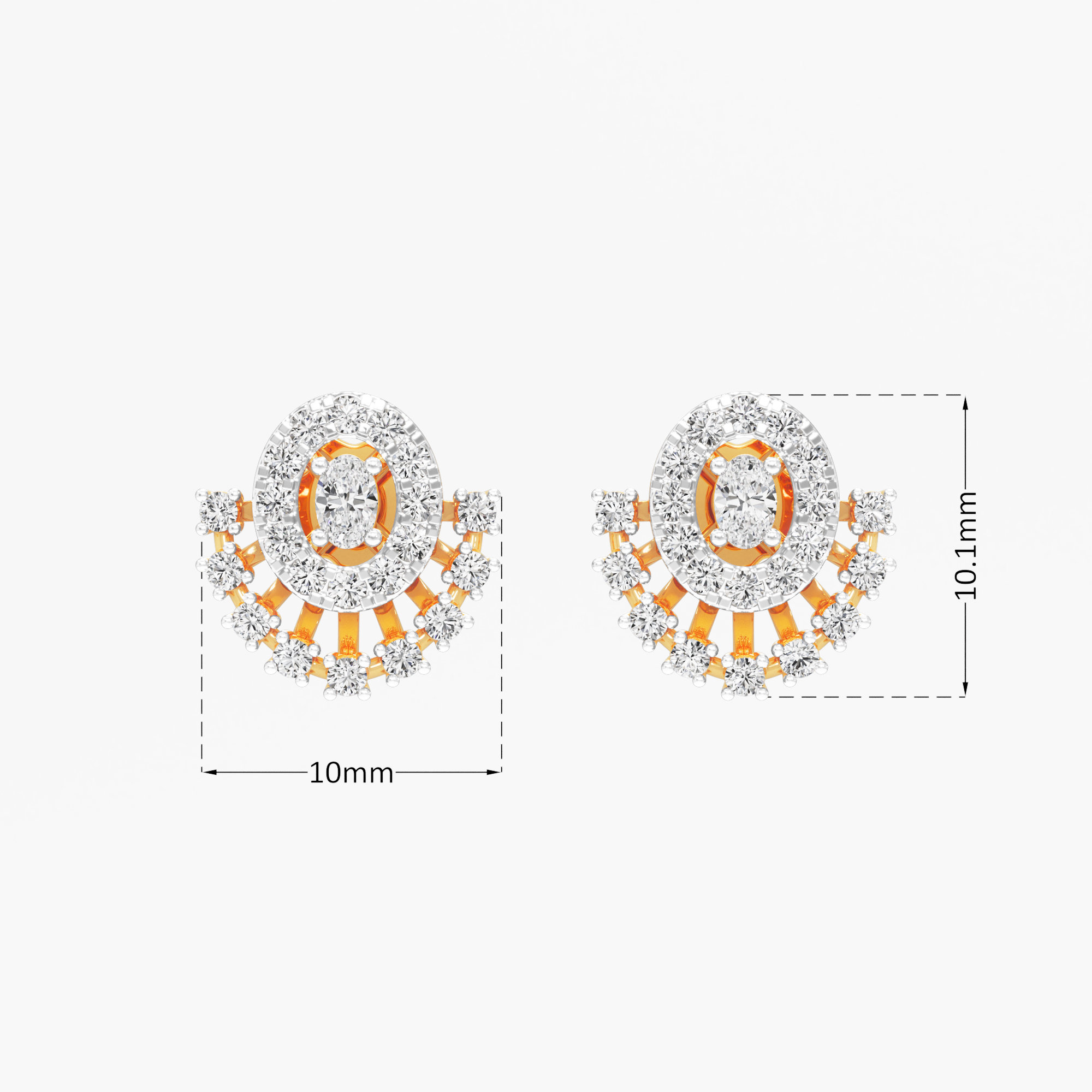 Comet Glow Stud Earrings in 9KT Yellow Gold (Diamond Quality: FG-VVS VS)
