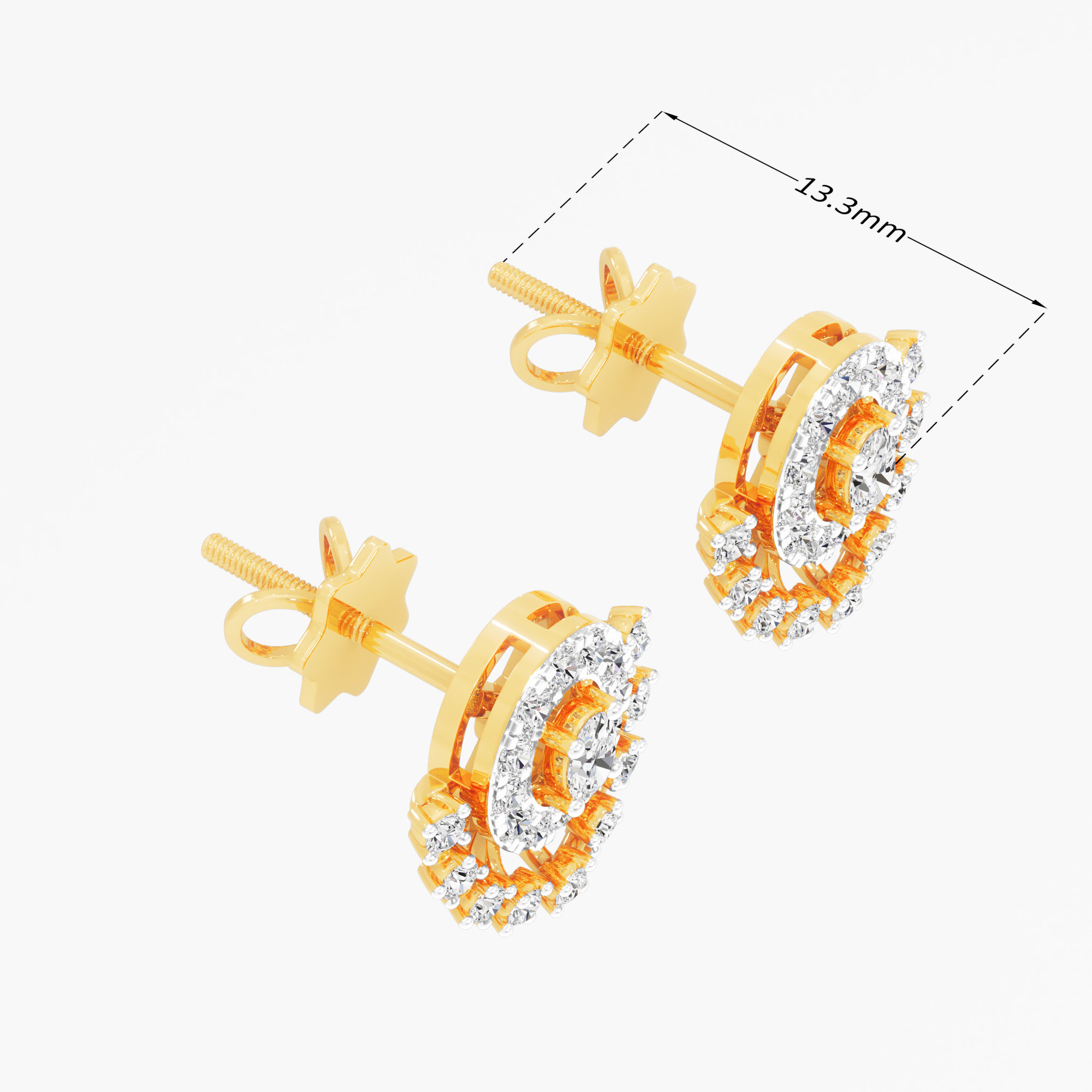 Comet Glow Stud Earrings in 9KT Yellow Gold (Diamond Quality: FG-VVS VS)