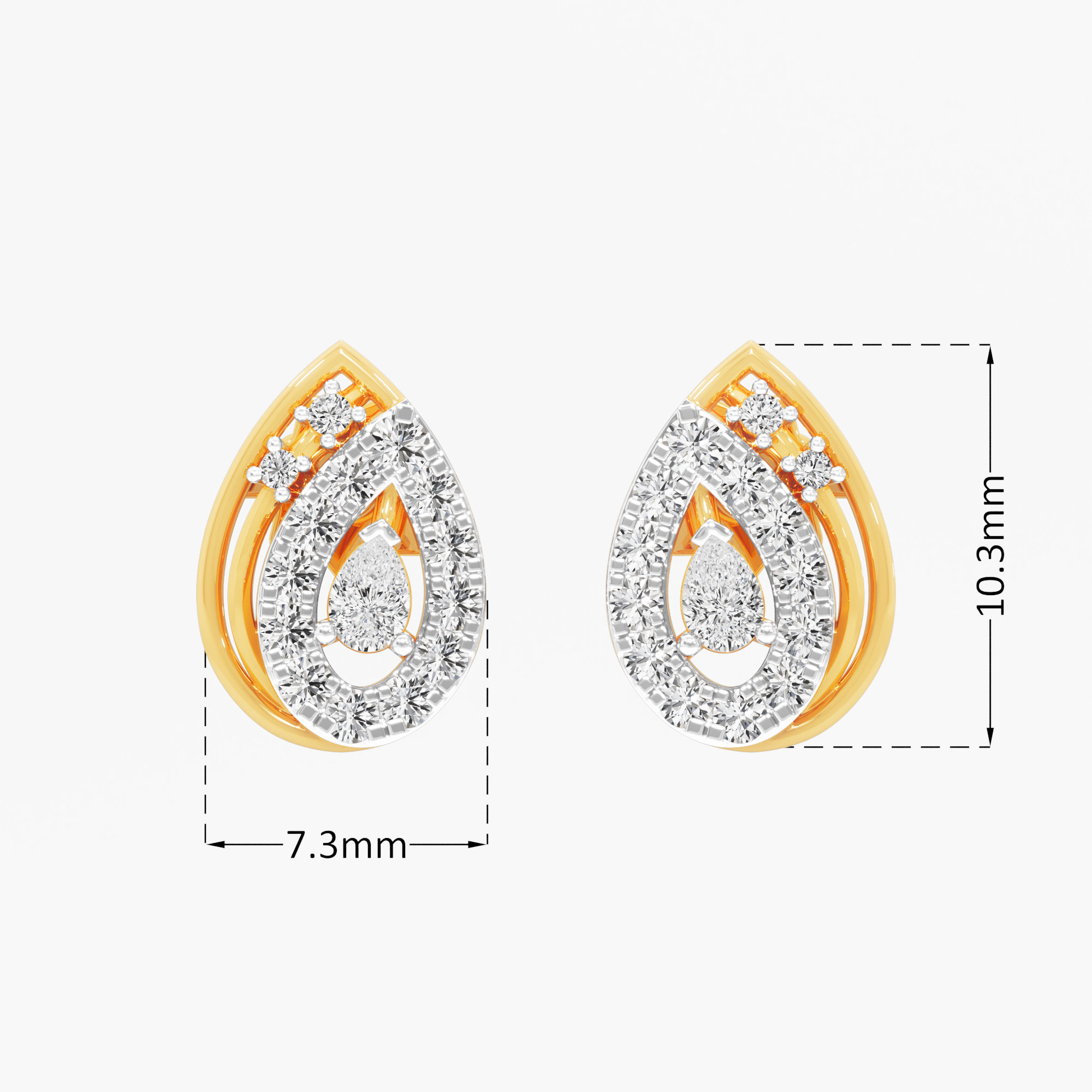 Opal Tear Stud Earrings in 9KT Yellow Gold (Diamond Quality: FG-VVS VS)