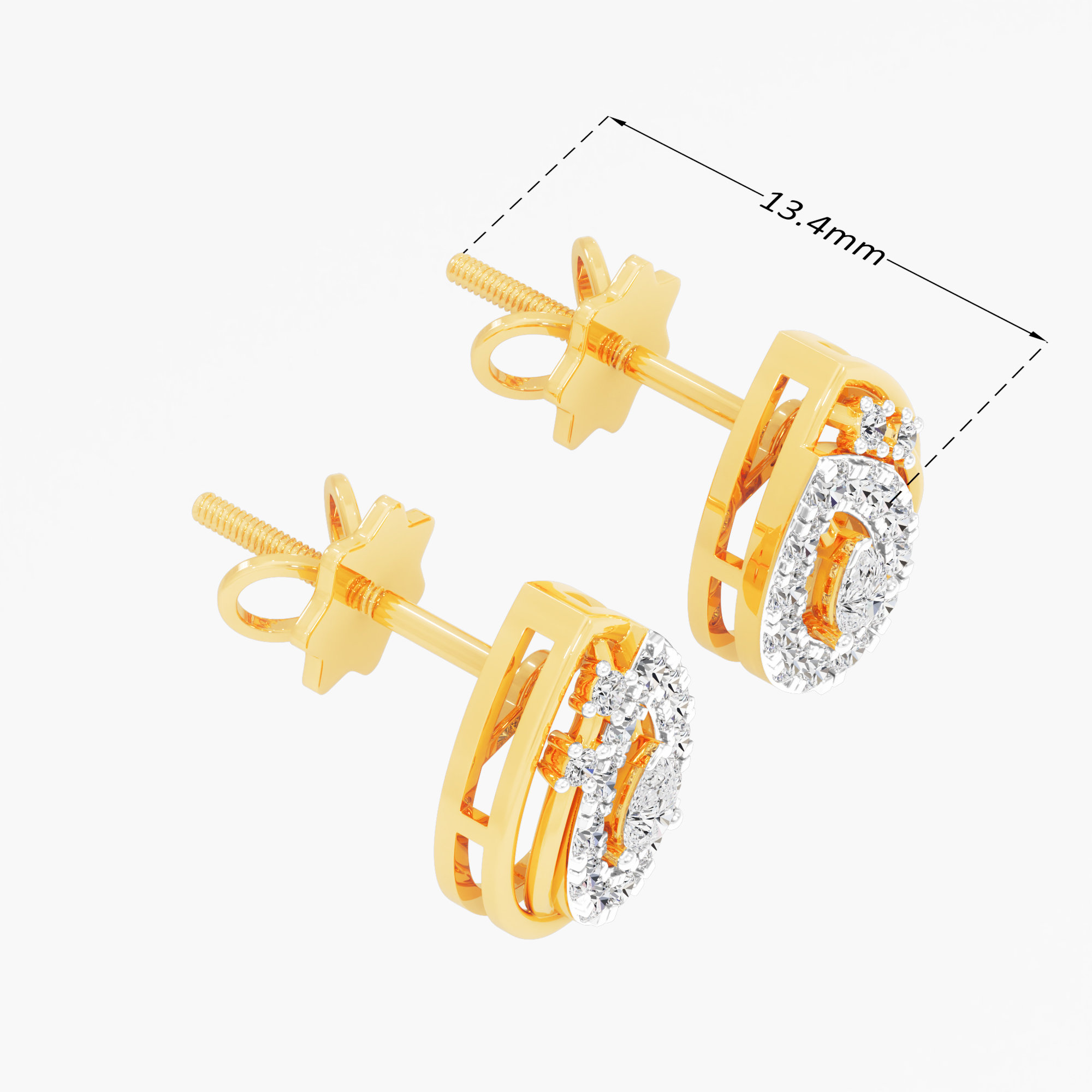 Opal Tear Stud Earrings in 9KT Yellow Gold (Diamond Quality: FG-VVS VS)